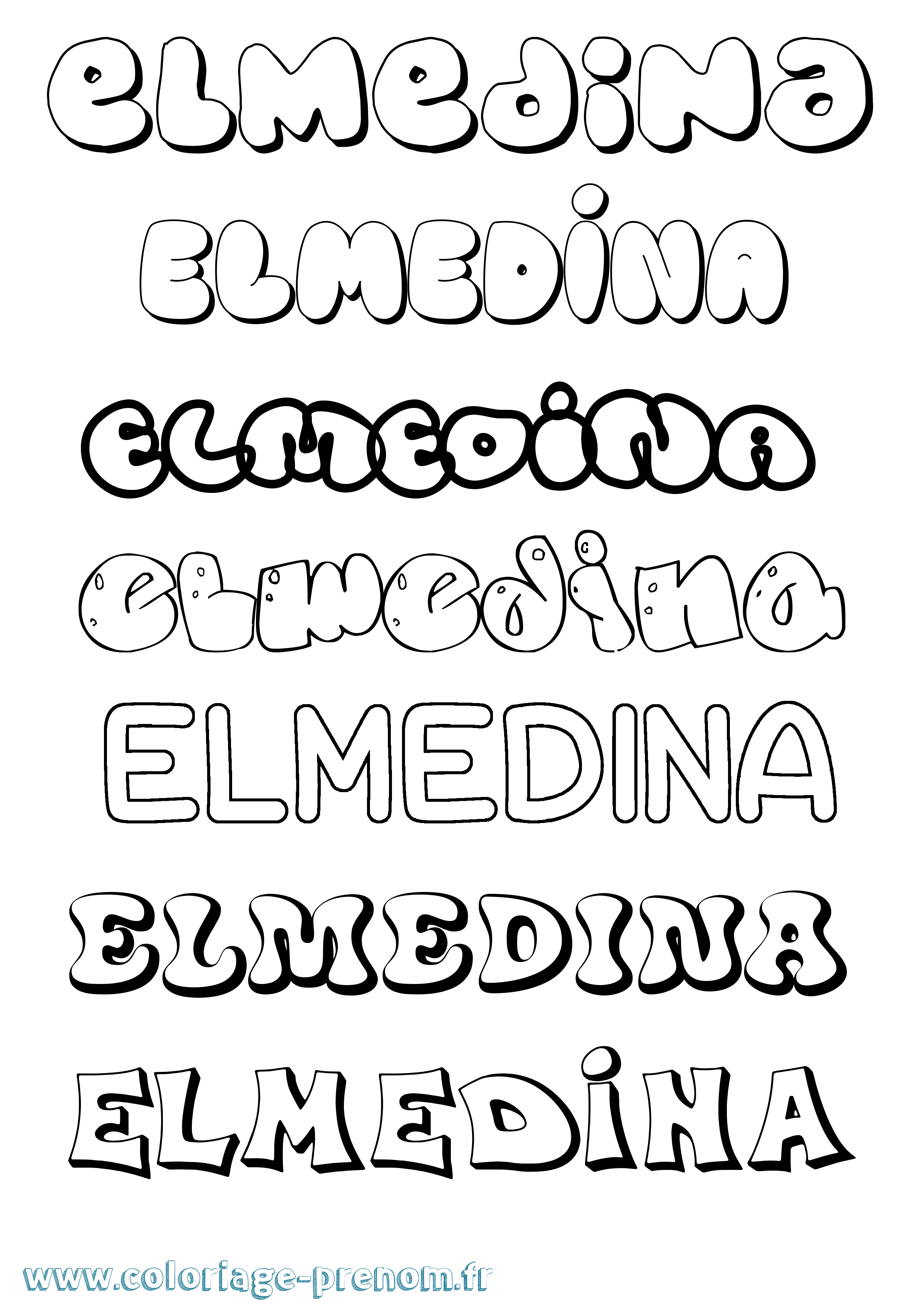 Coloriage Elmedina Bubble Coloriage prénom Elmedina Bubble