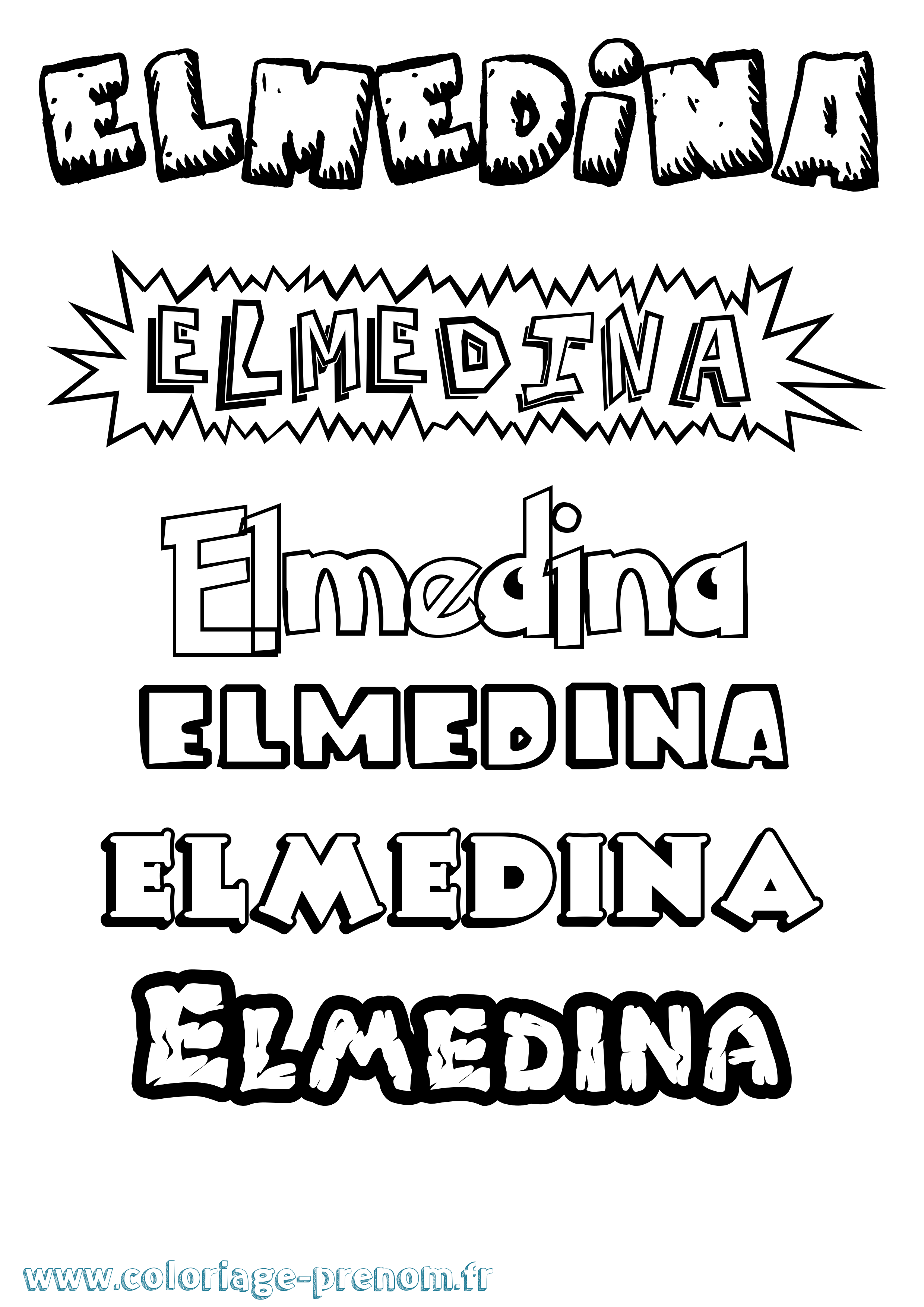 Coloriage Elmedina Dessin Animé Coloriage prénom Elmedina Dessin Animé