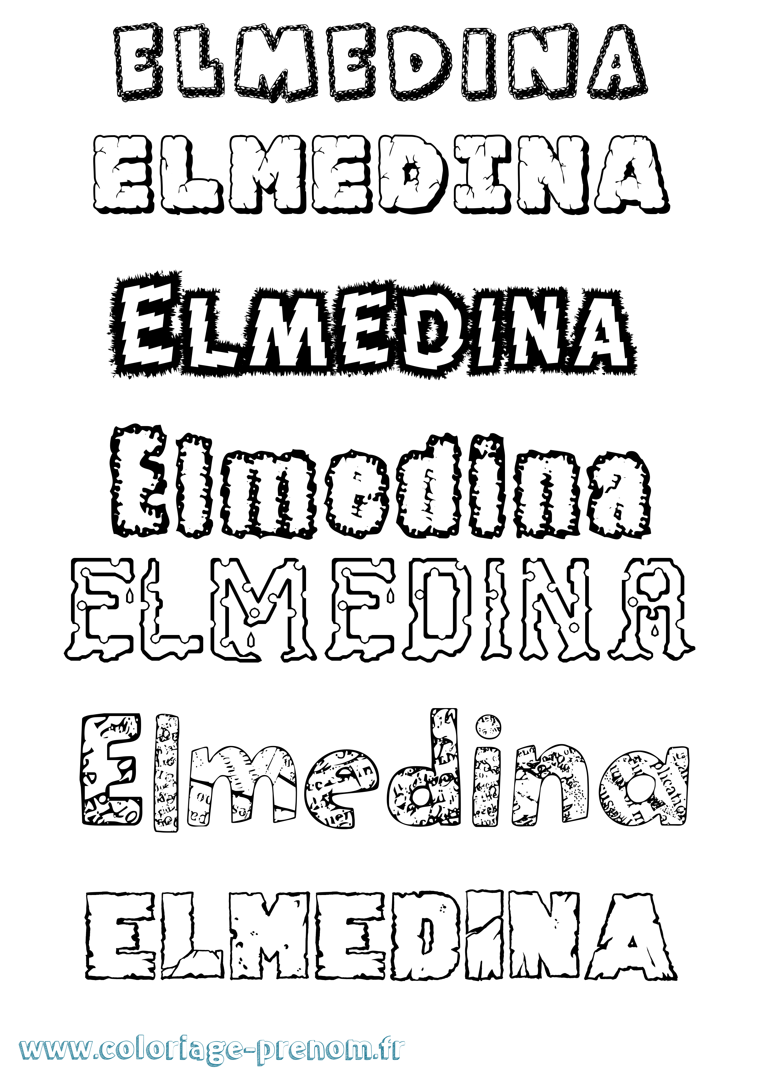Coloriage Elmedina Destructuré Coloriage prénom Elmedina Destructuré