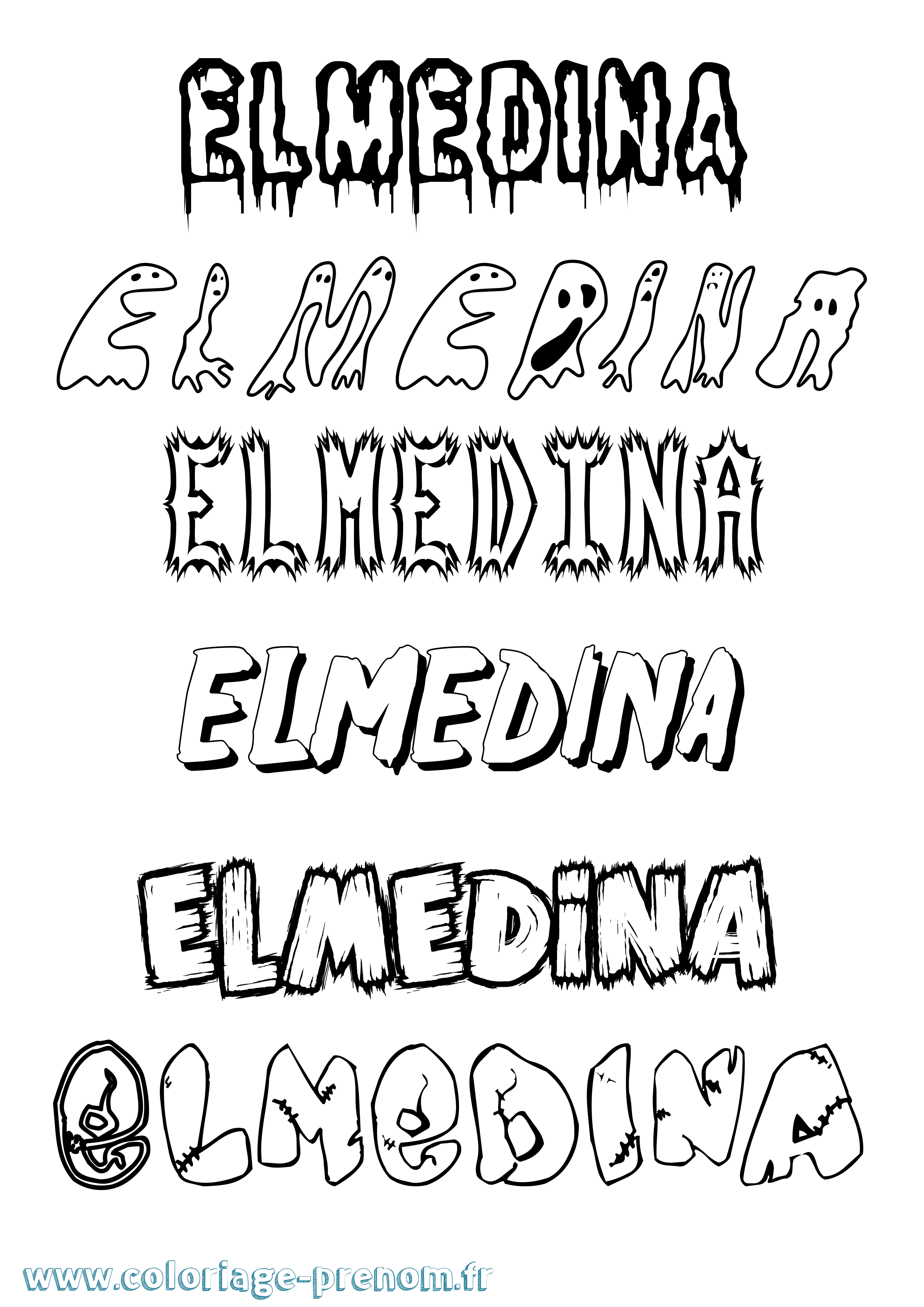 Coloriage Elmedina Frisson Coloriage prénom Elmedina Frisson