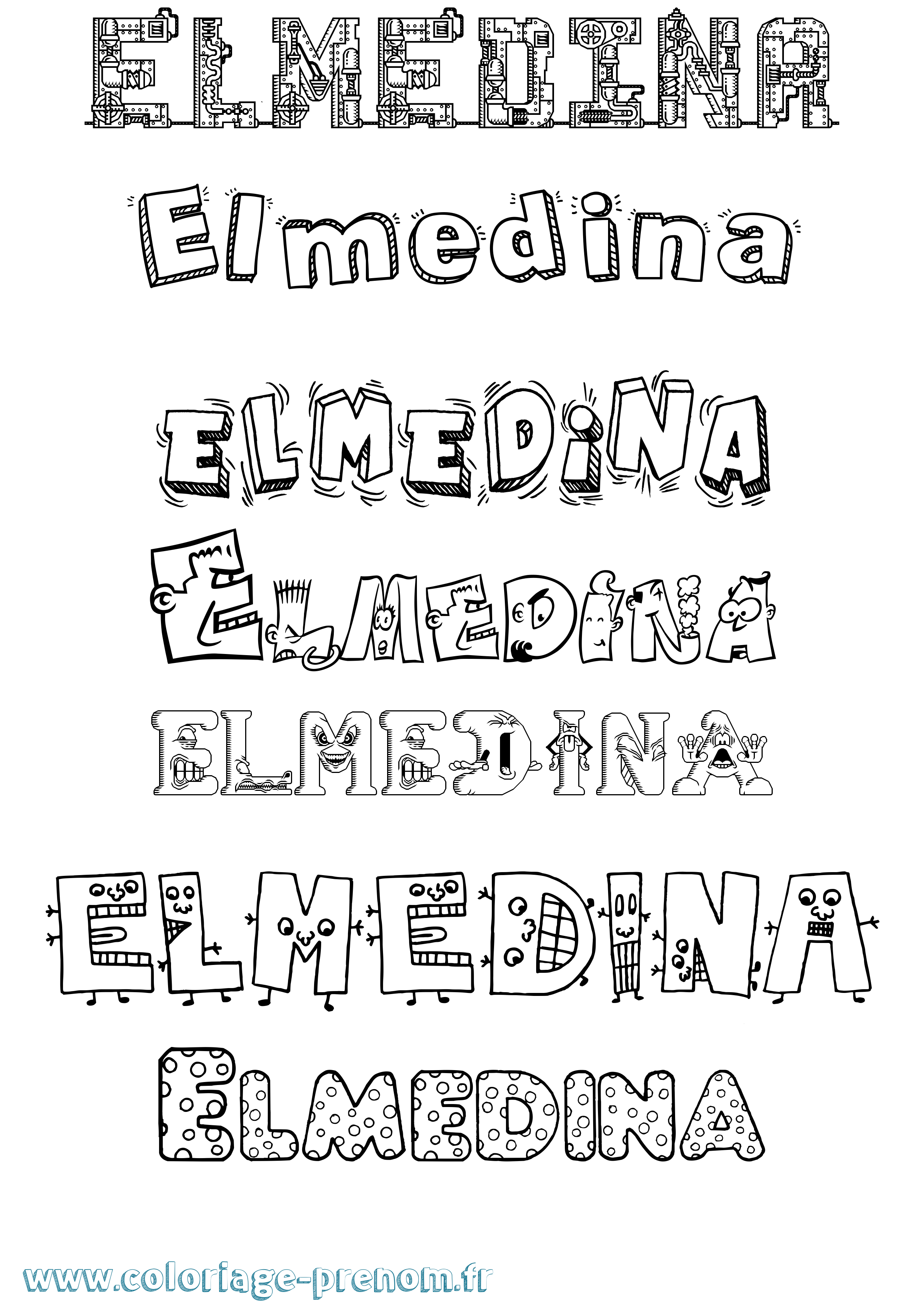 Coloriage Elmedina Fun Coloriage prénom Elmedina Fun