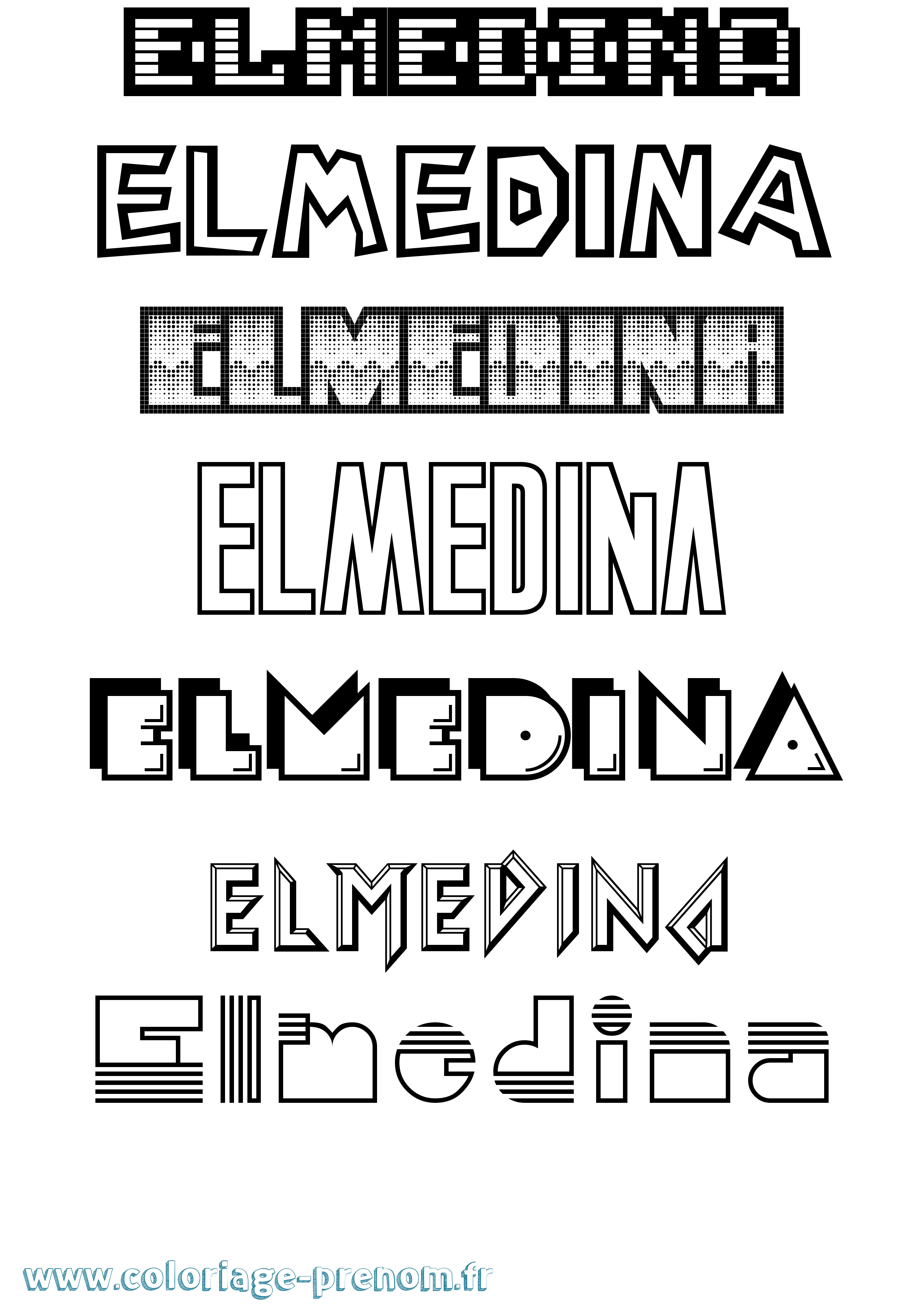 Coloriage Elmedina Jeux Vidéos Coloriage prénom Elmedina Jeux Vidéos