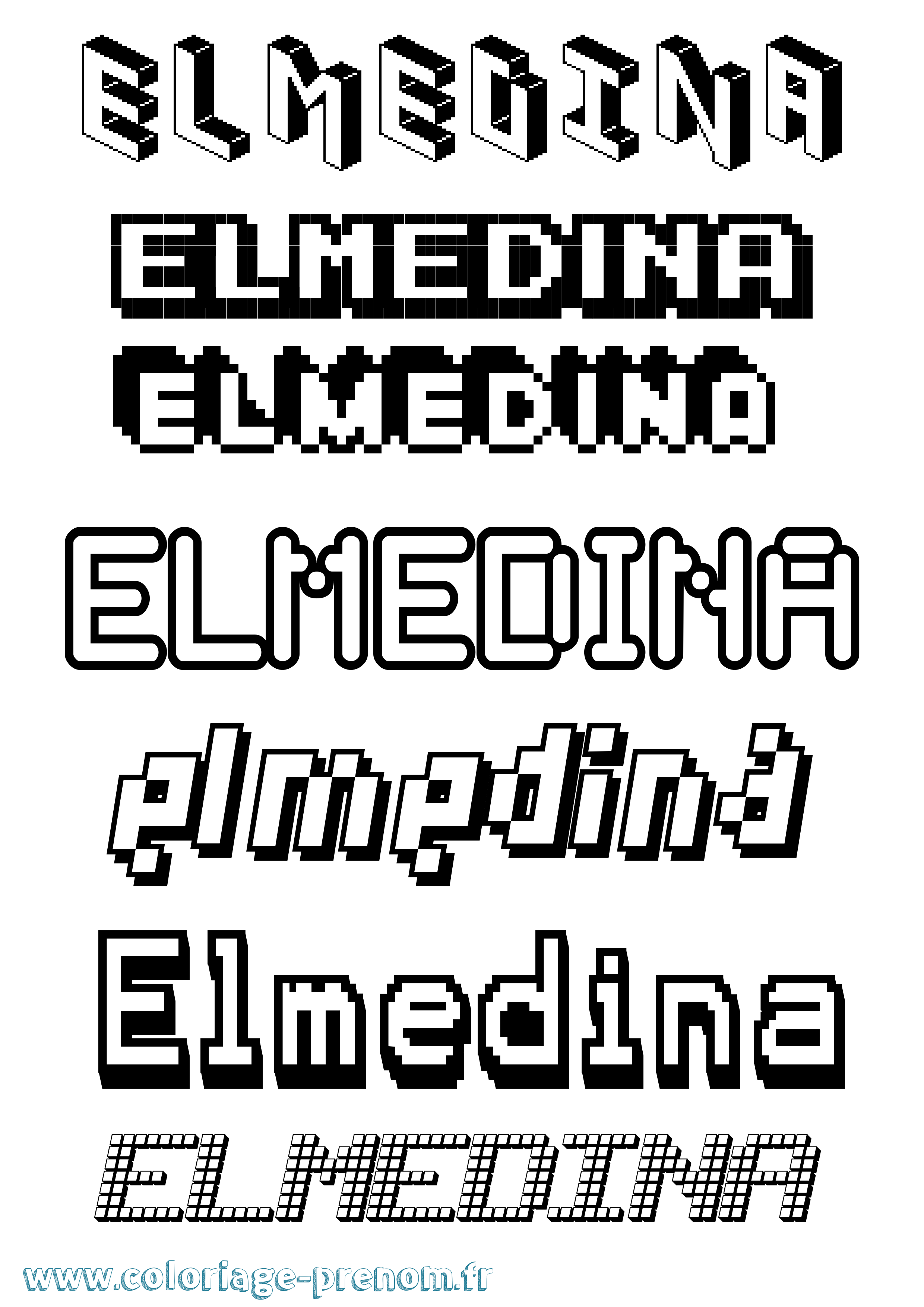 Coloriage Elmedina Pixel Coloriage prénom Elmedina Pixel
