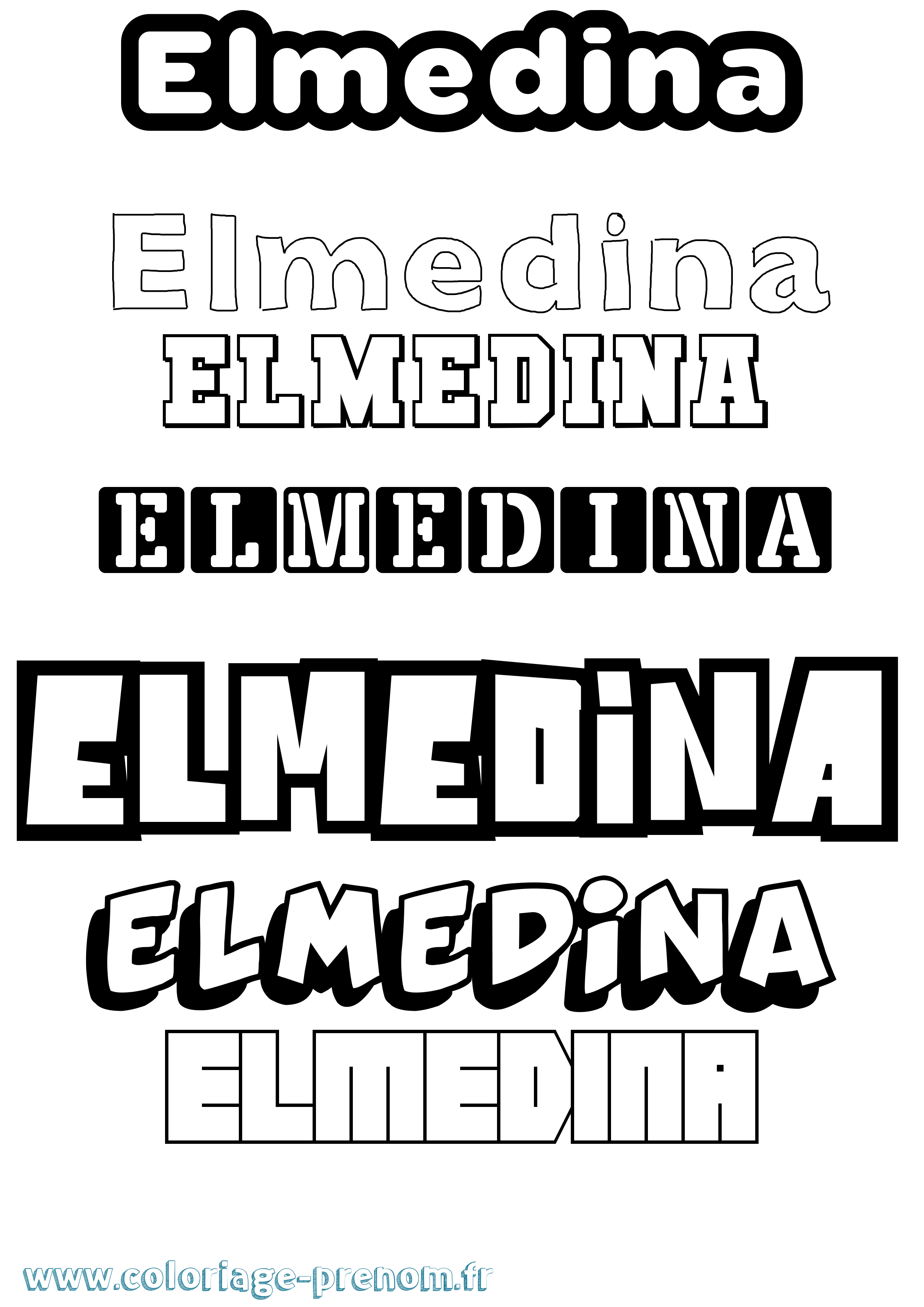 Coloriage Elmedina Simple Coloriage prénom Elmedina Simple