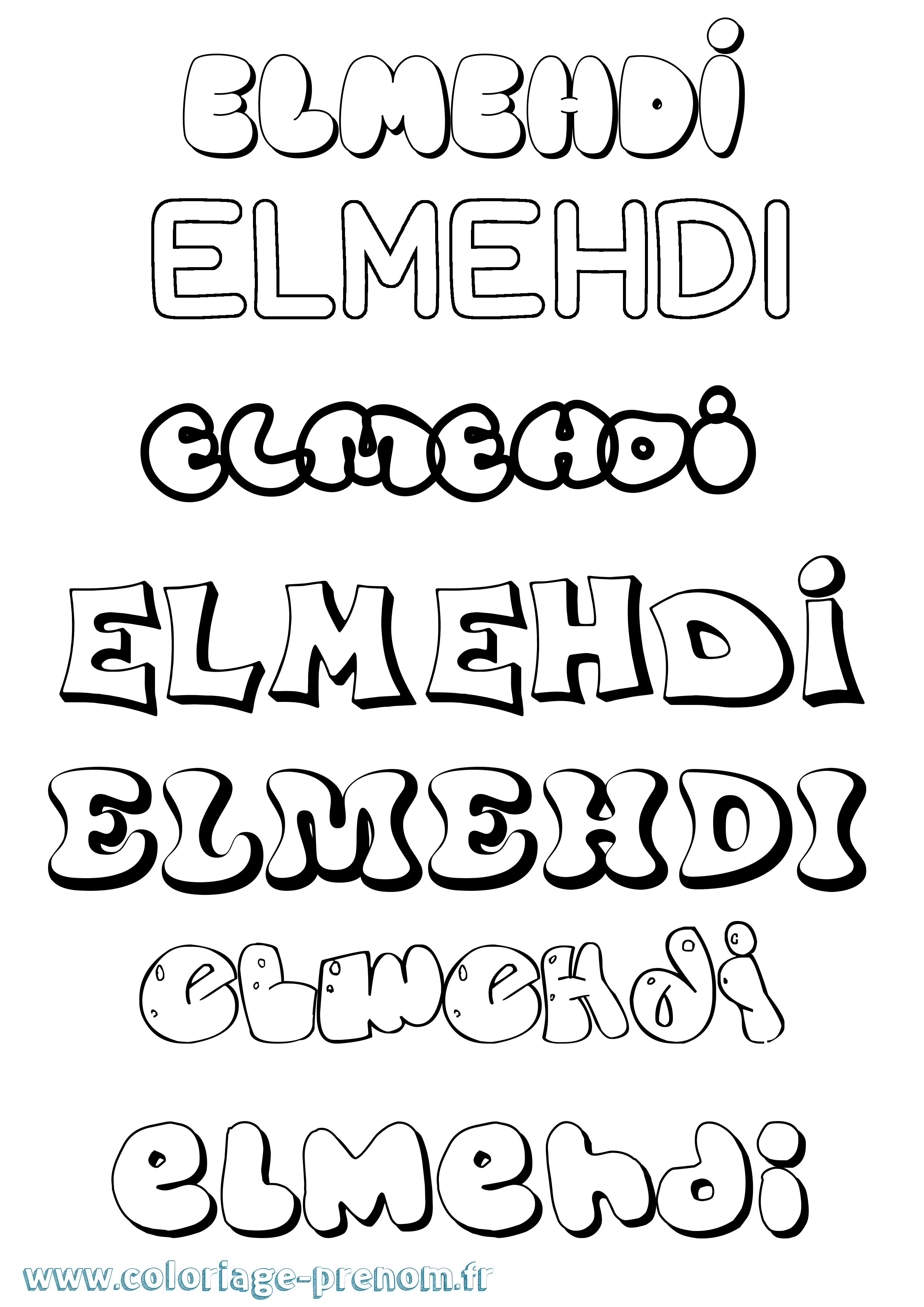 Coloriage Elmehdi Bubble Coloriage prénom Elmehdi Bubble