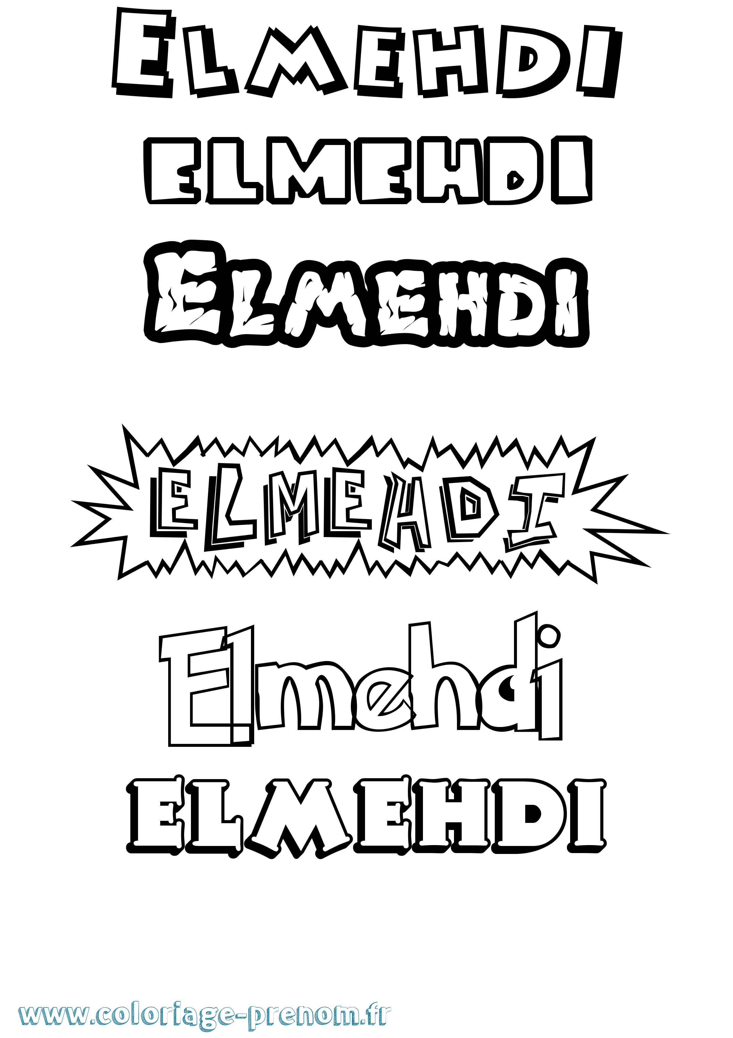 Coloriage Elmehdi Dessin Animé Coloriage prénom Elmehdi Dessin Animé
