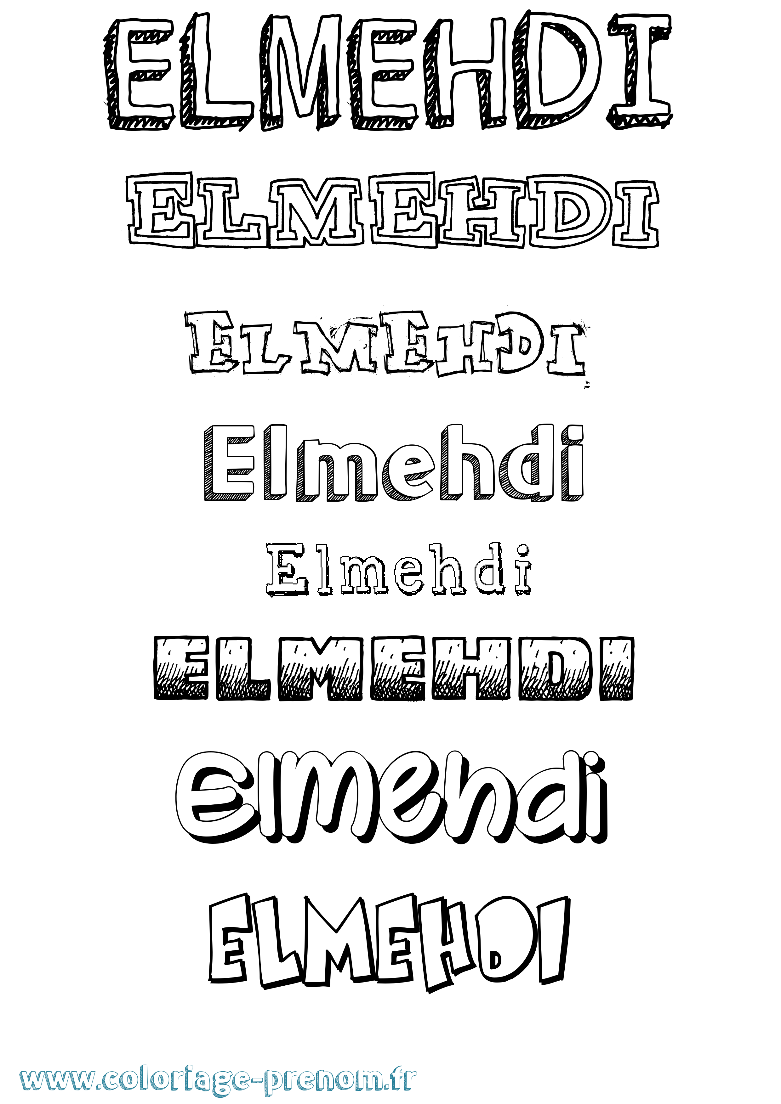 Coloriage Elmehdi Dessiné Coloriage prénom Elmehdi Dessiné