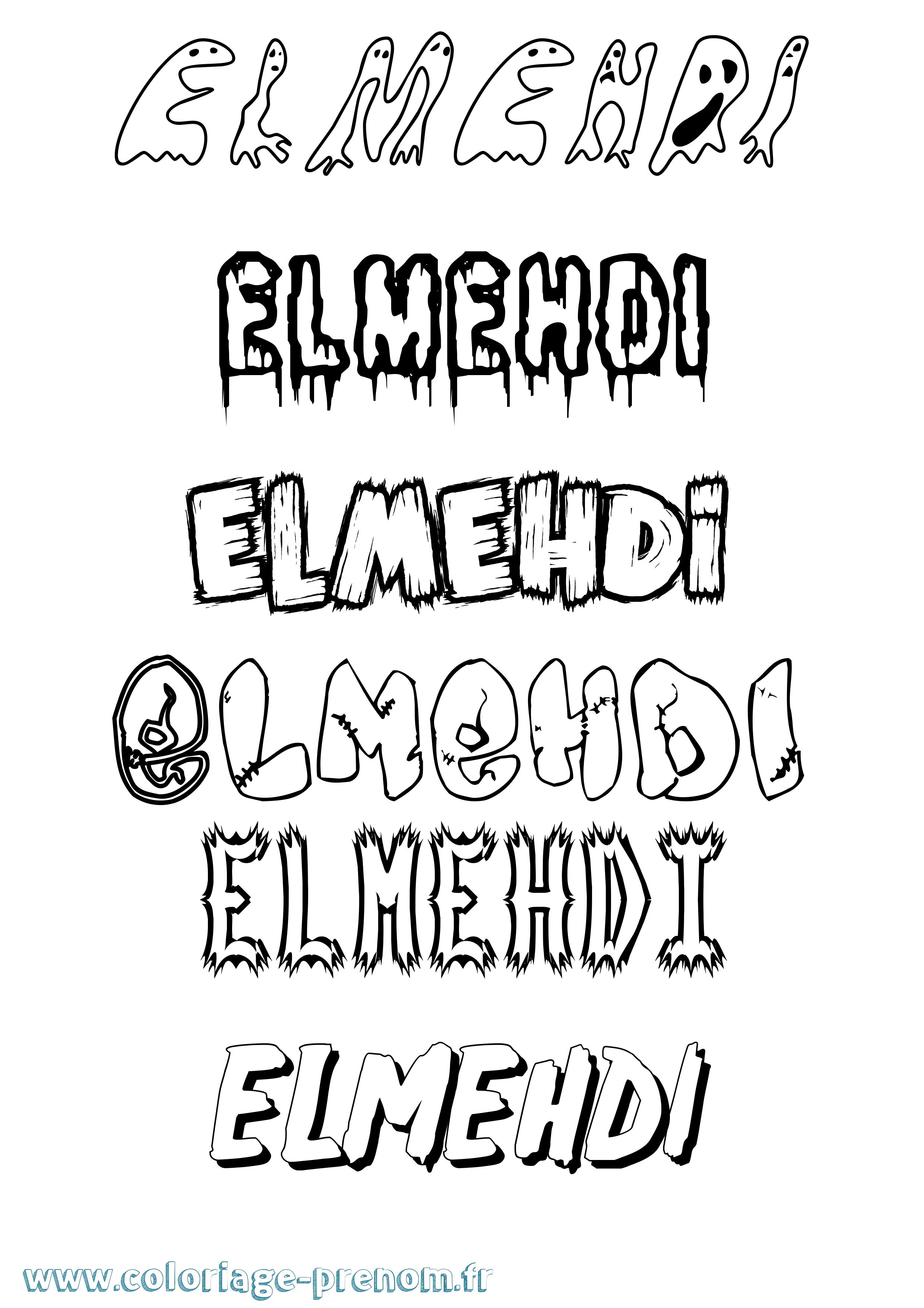 Coloriage Elmehdi Frisson Coloriage prénom Elmehdi Frisson