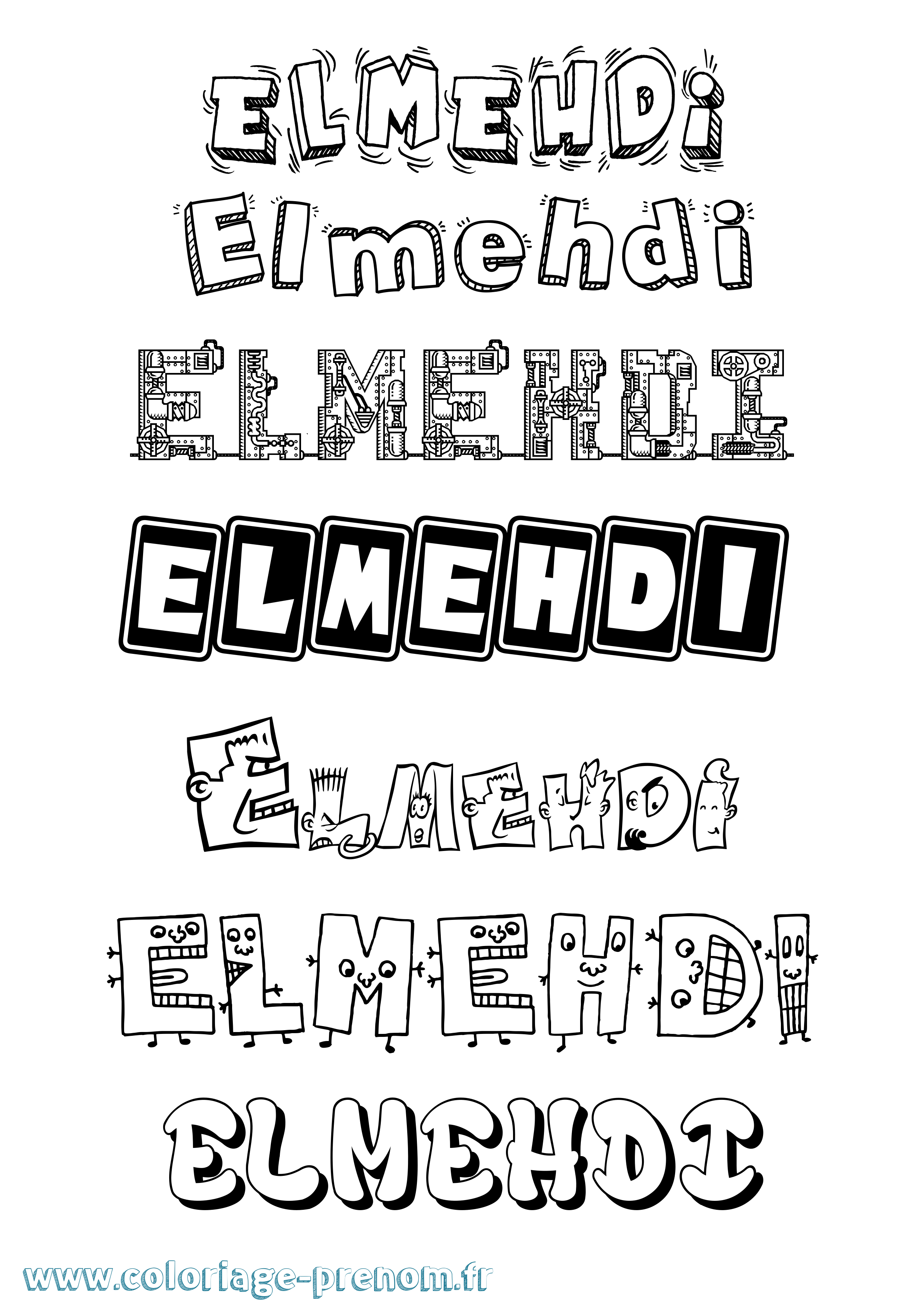 Coloriage Elmehdi Fun Coloriage prénom Elmehdi Fun