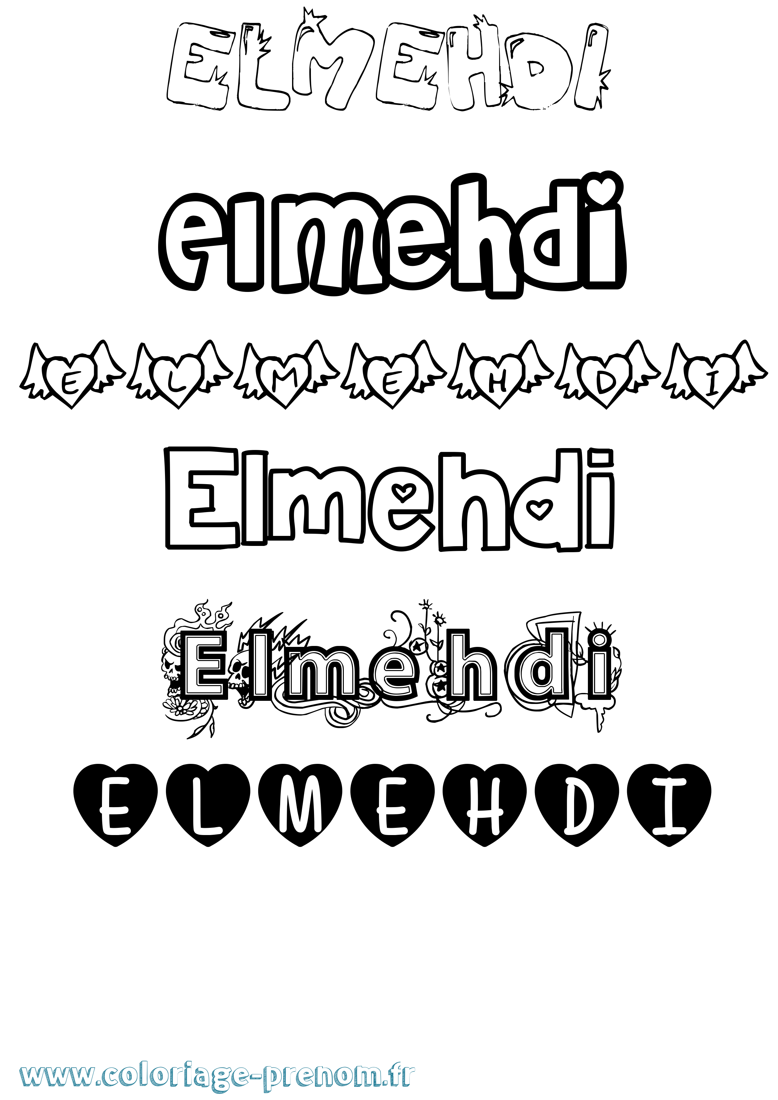 Coloriage Elmehdi Girly Coloriage prénom Elmehdi Girly