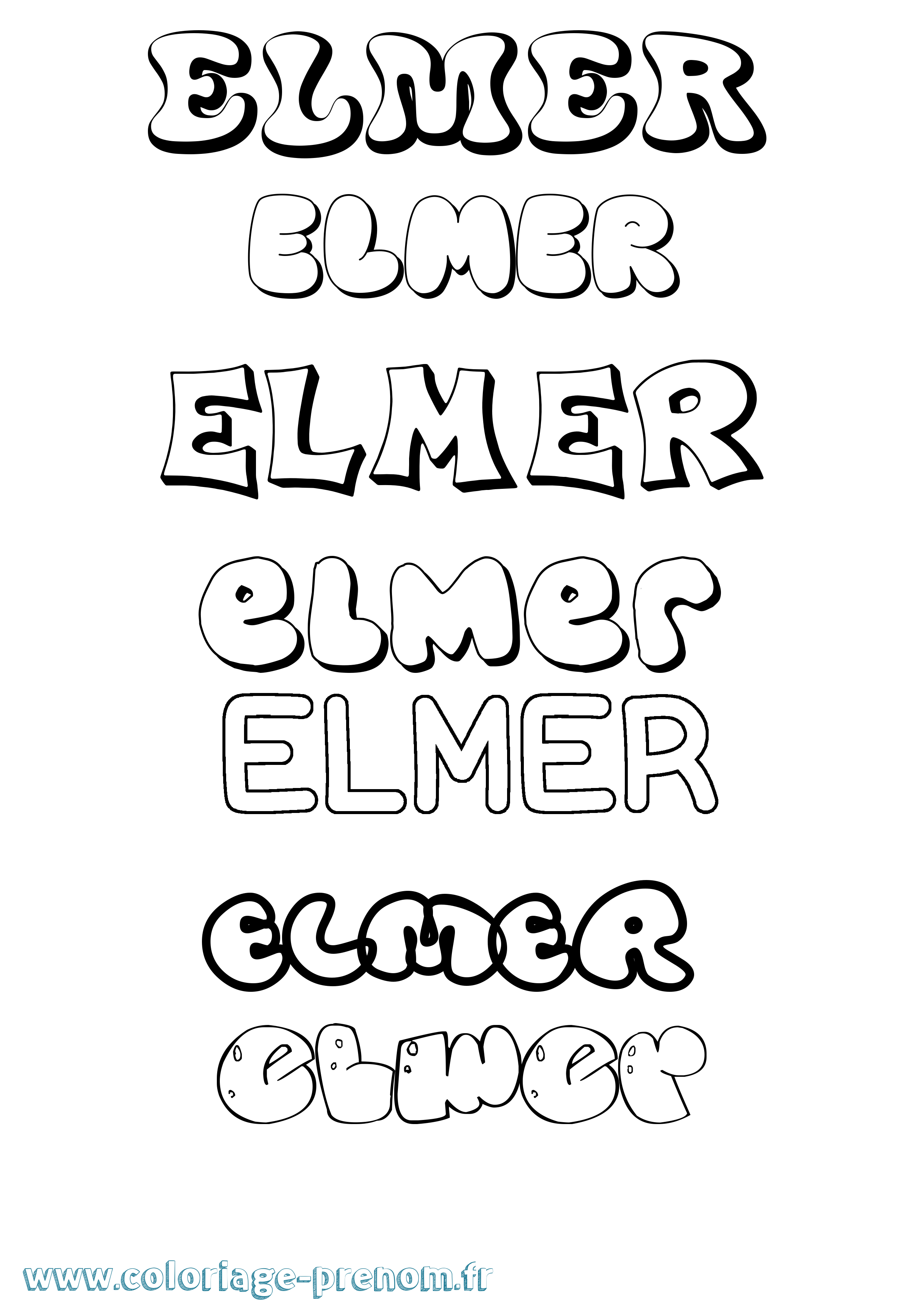 Coloriage Elmer Bubble Coloriage prénom Elmer Bubble