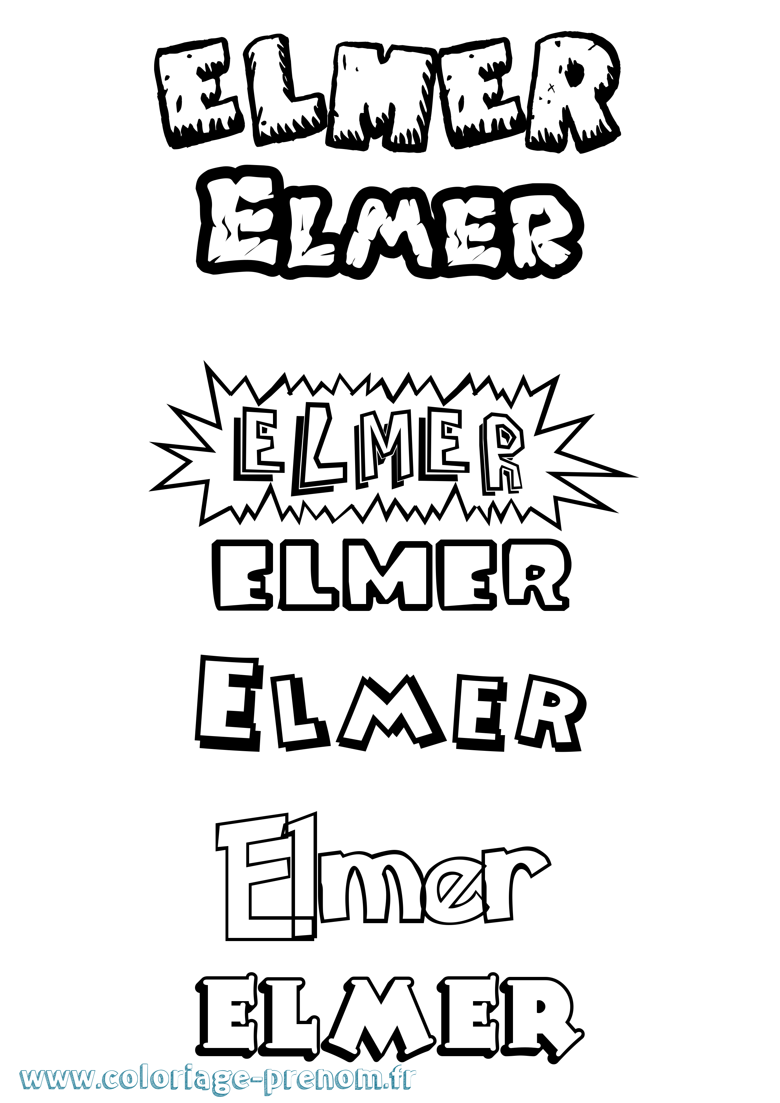 Coloriage Elmer Dessin Animé Coloriage prénom Elmer Dessin Animé