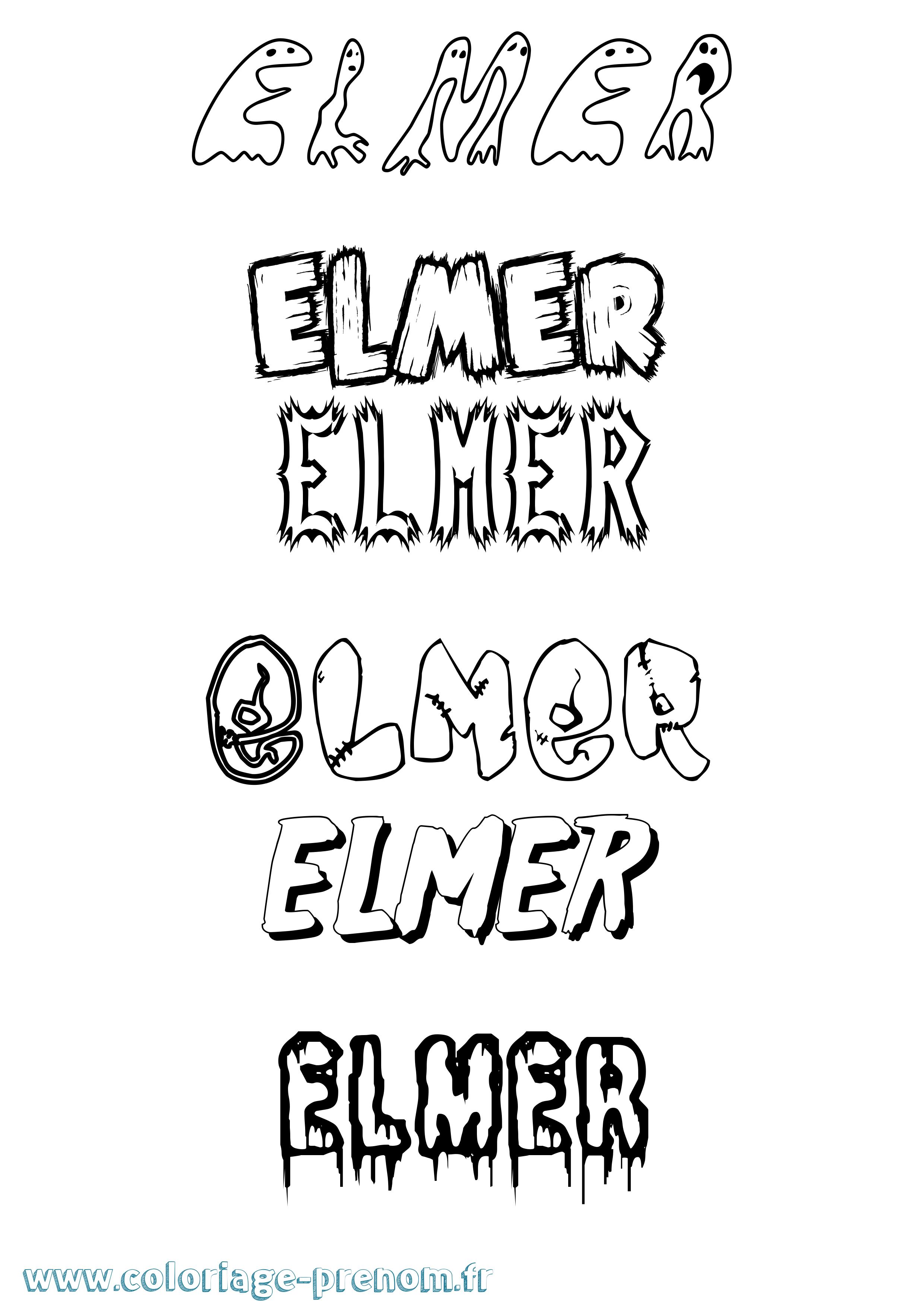 Coloriage Elmer Frisson Coloriage prénom Elmer Frisson