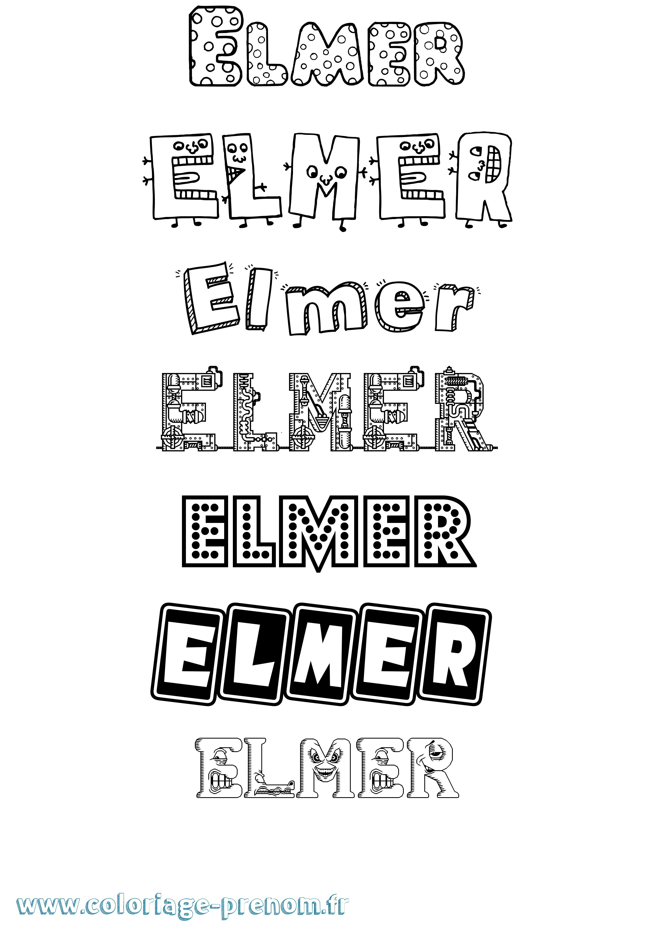 Coloriage Elmer Fun Coloriage prénom Elmer Fun