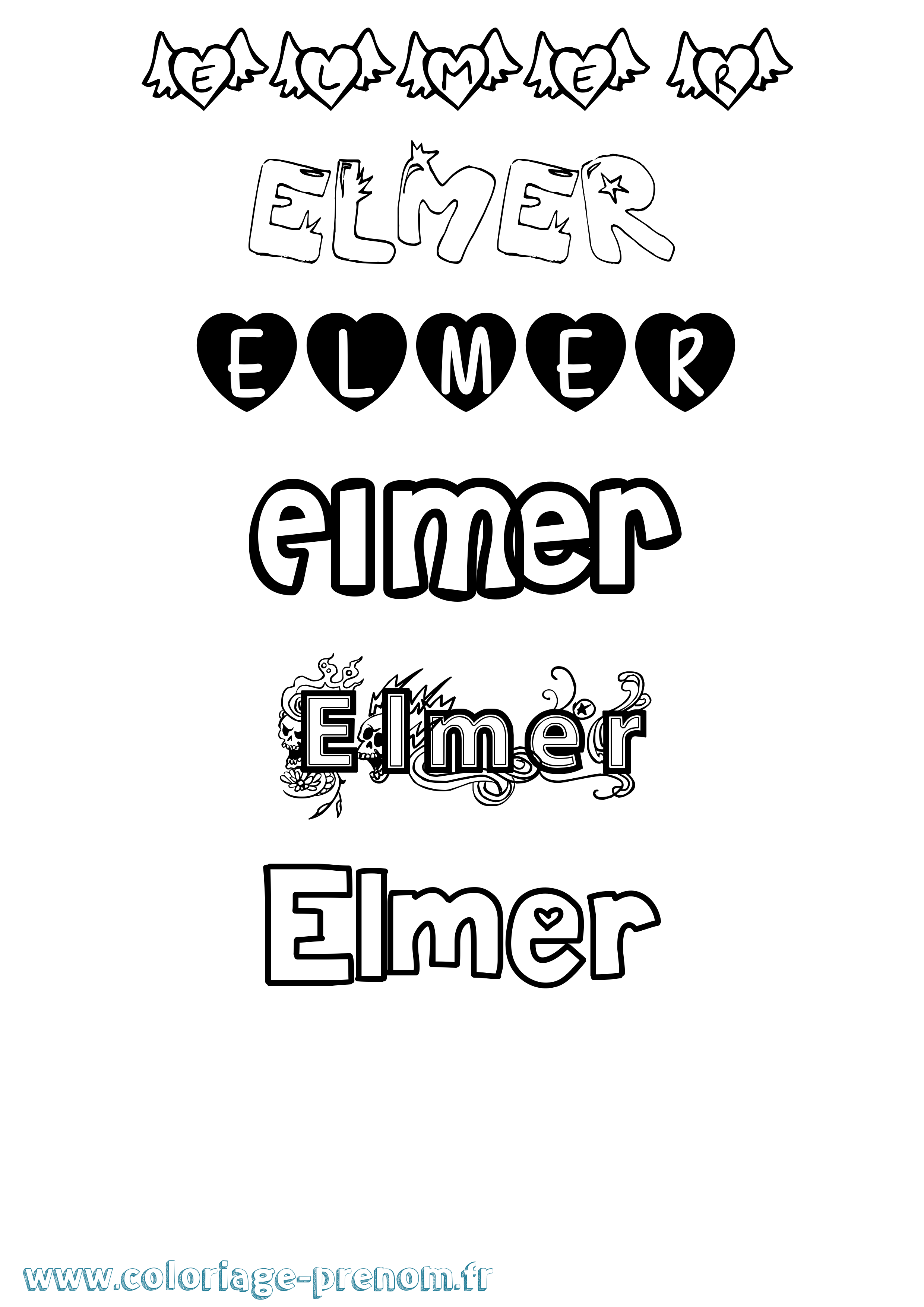 Coloriage Elmer Girly Coloriage prénom Elmer Girly