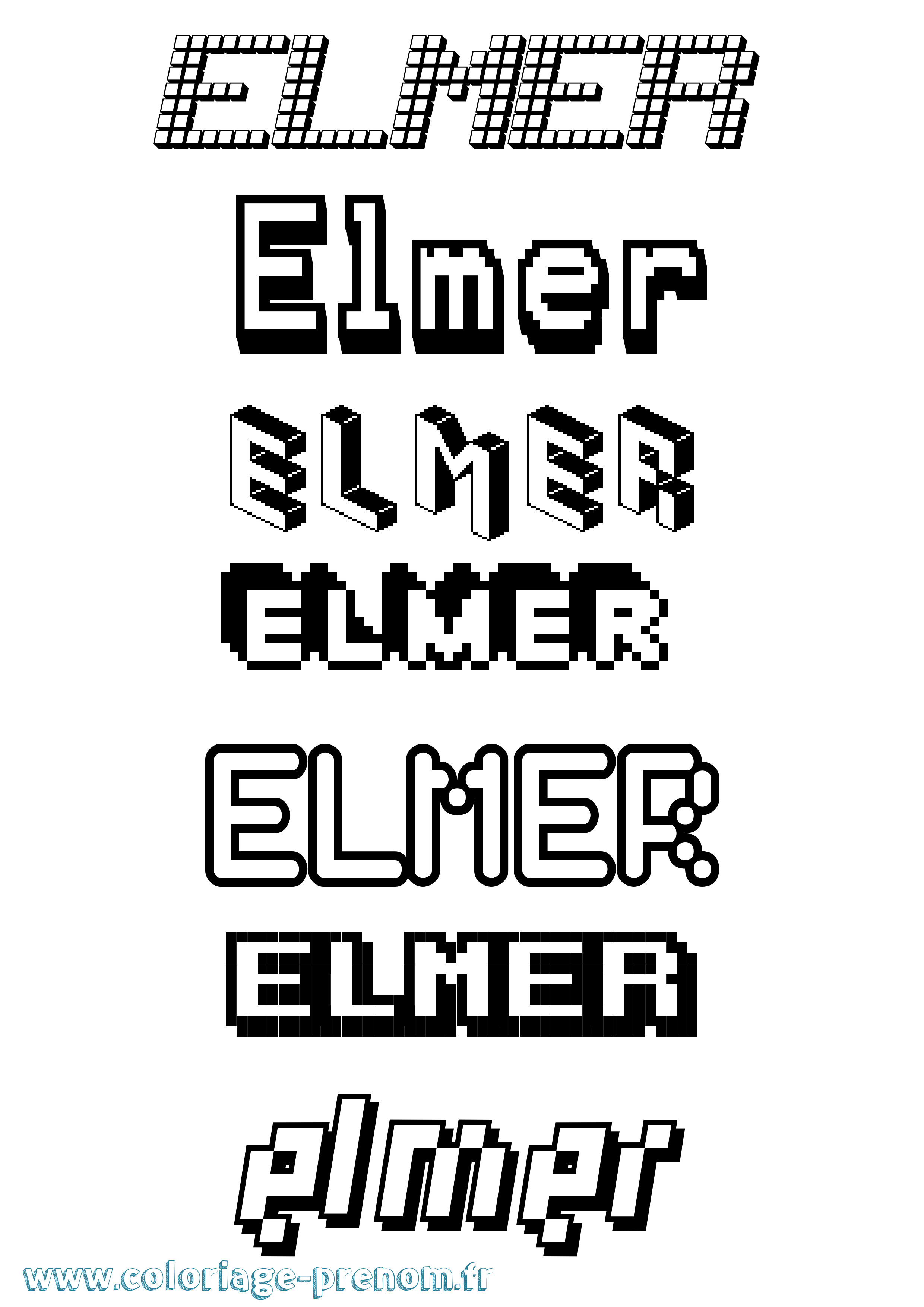 Coloriage Elmer Pixel Coloriage prénom Elmer Pixel