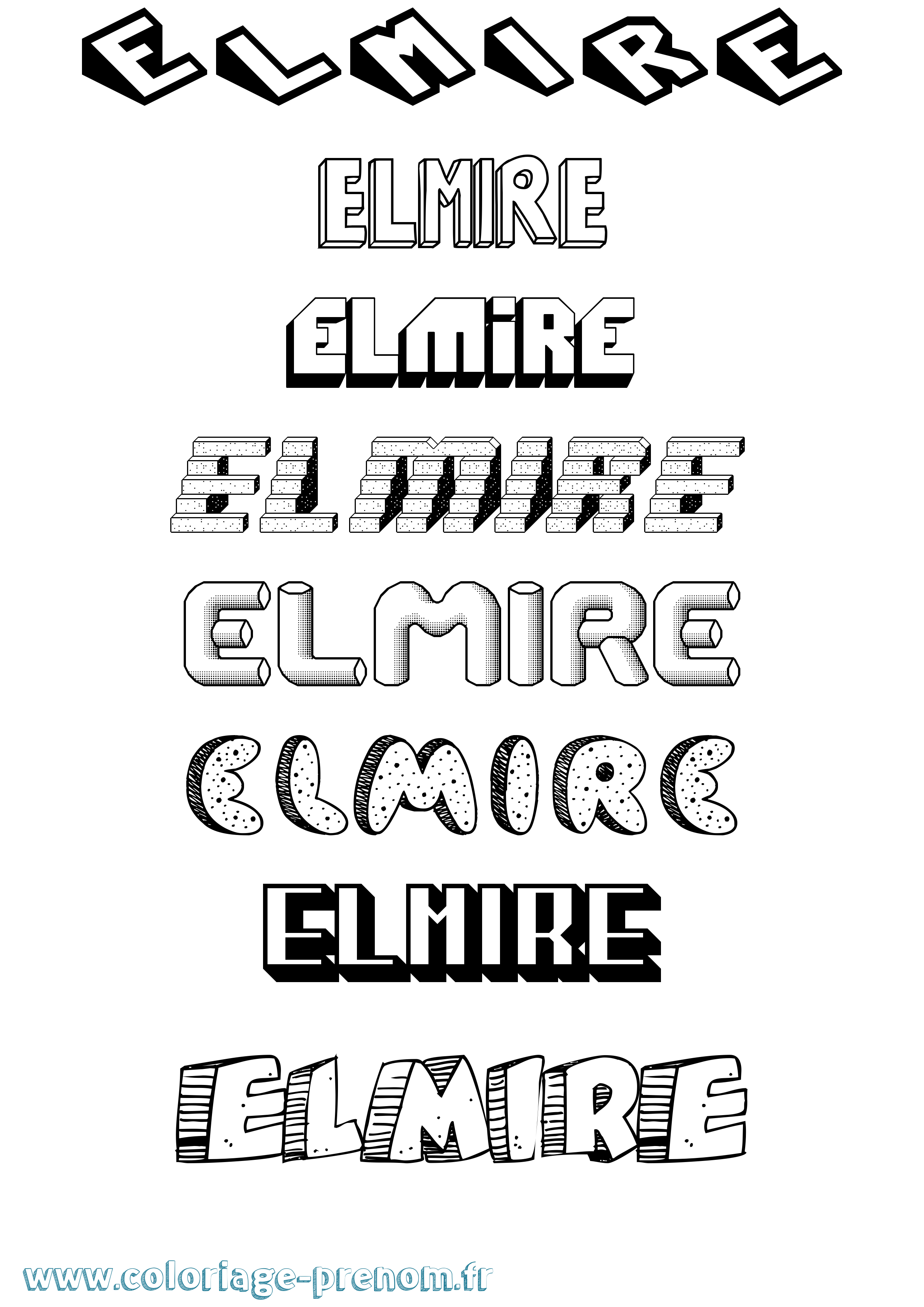 Coloriage Elmire Effet 3D Coloriage prénom Elmire Effet 3D