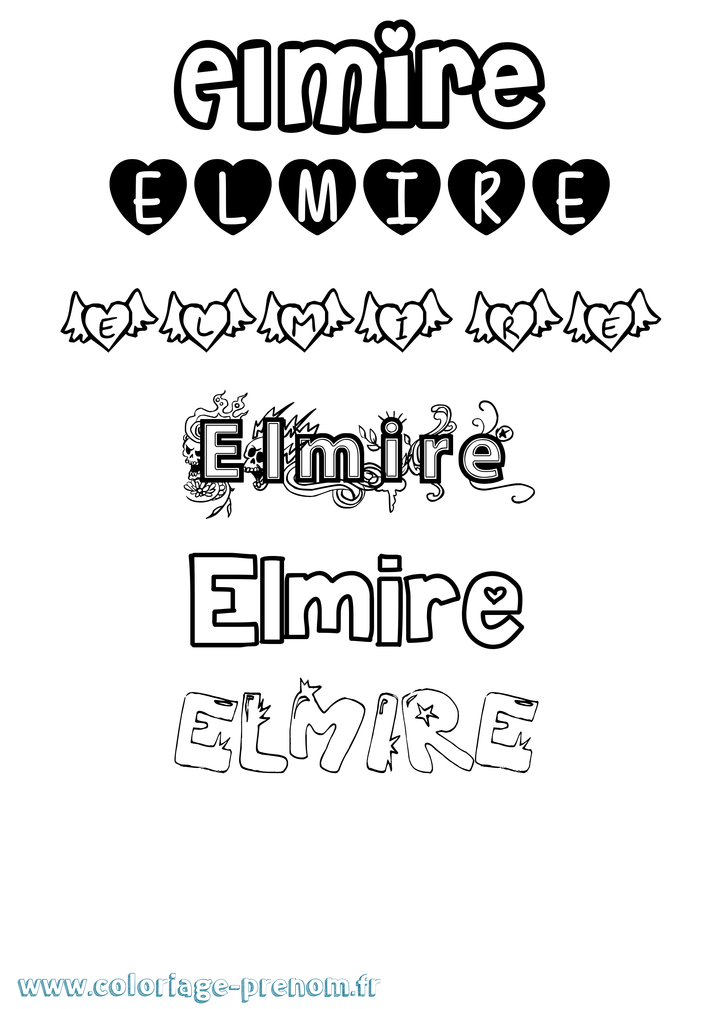 Coloriage Elmire Girly Coloriage prénom Elmire Girly