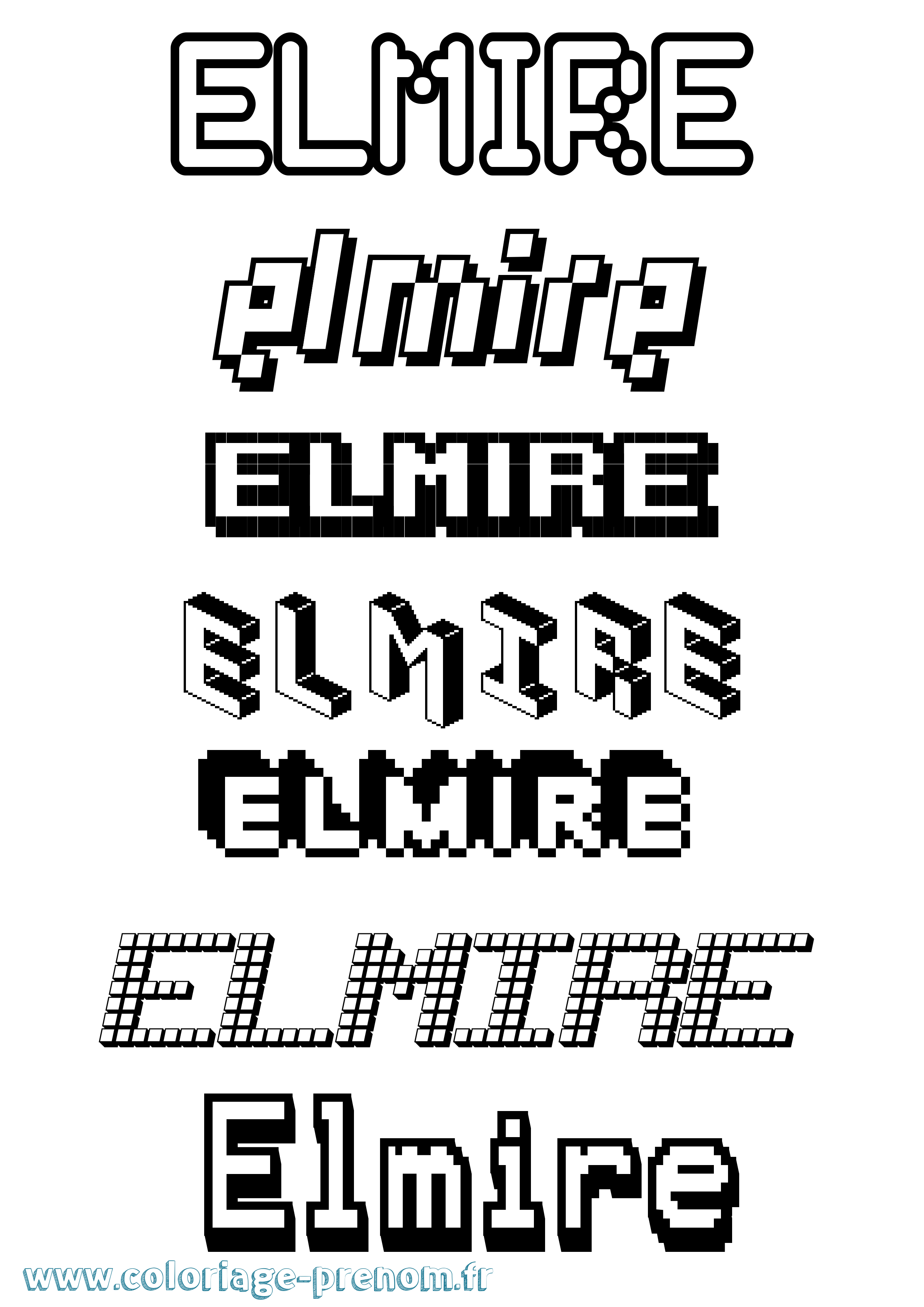 Coloriage Elmire Pixel Coloriage prénom Elmire Pixel