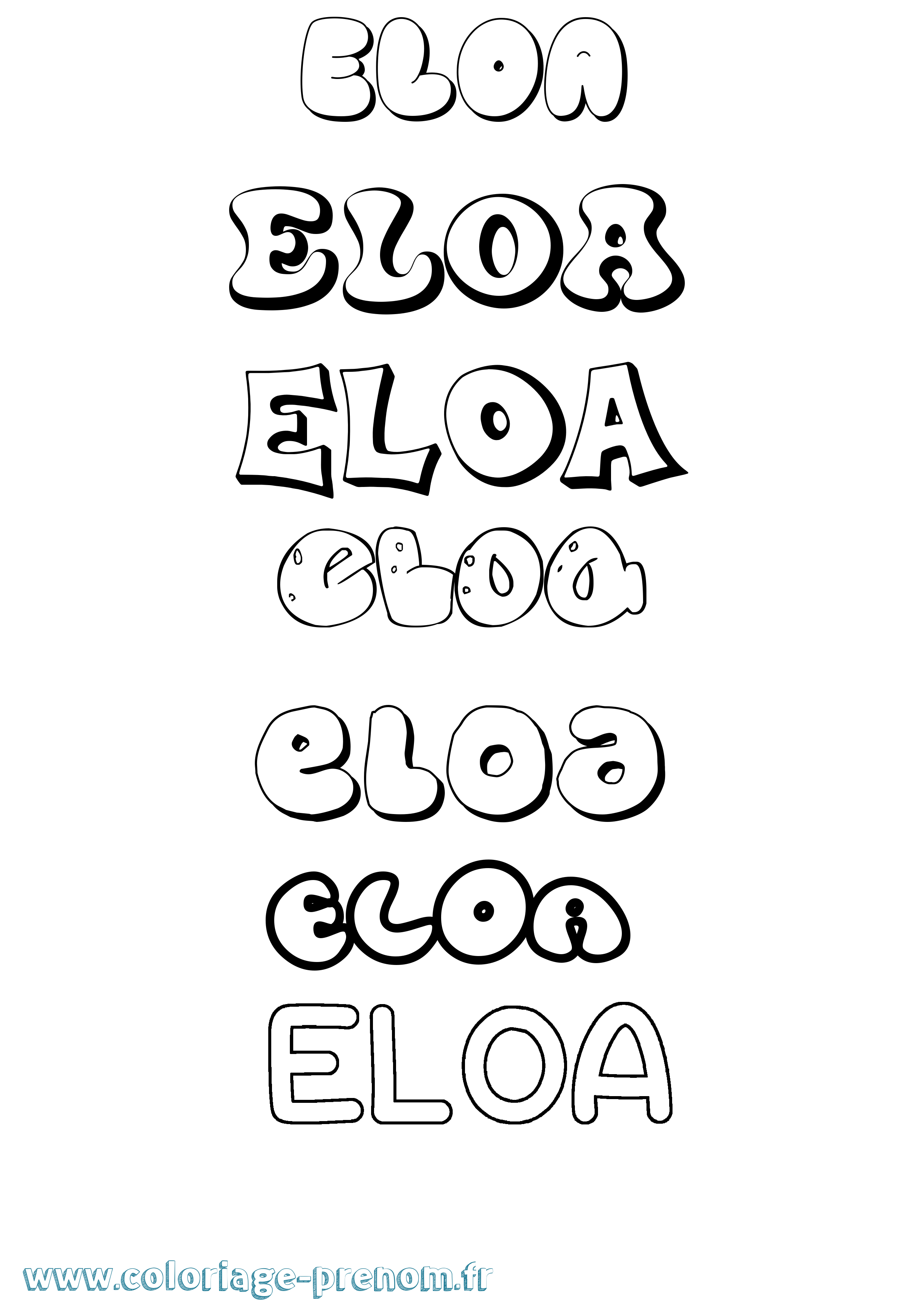 Coloriage Eloa Bubble Coloriage prénom Eloa Bubble