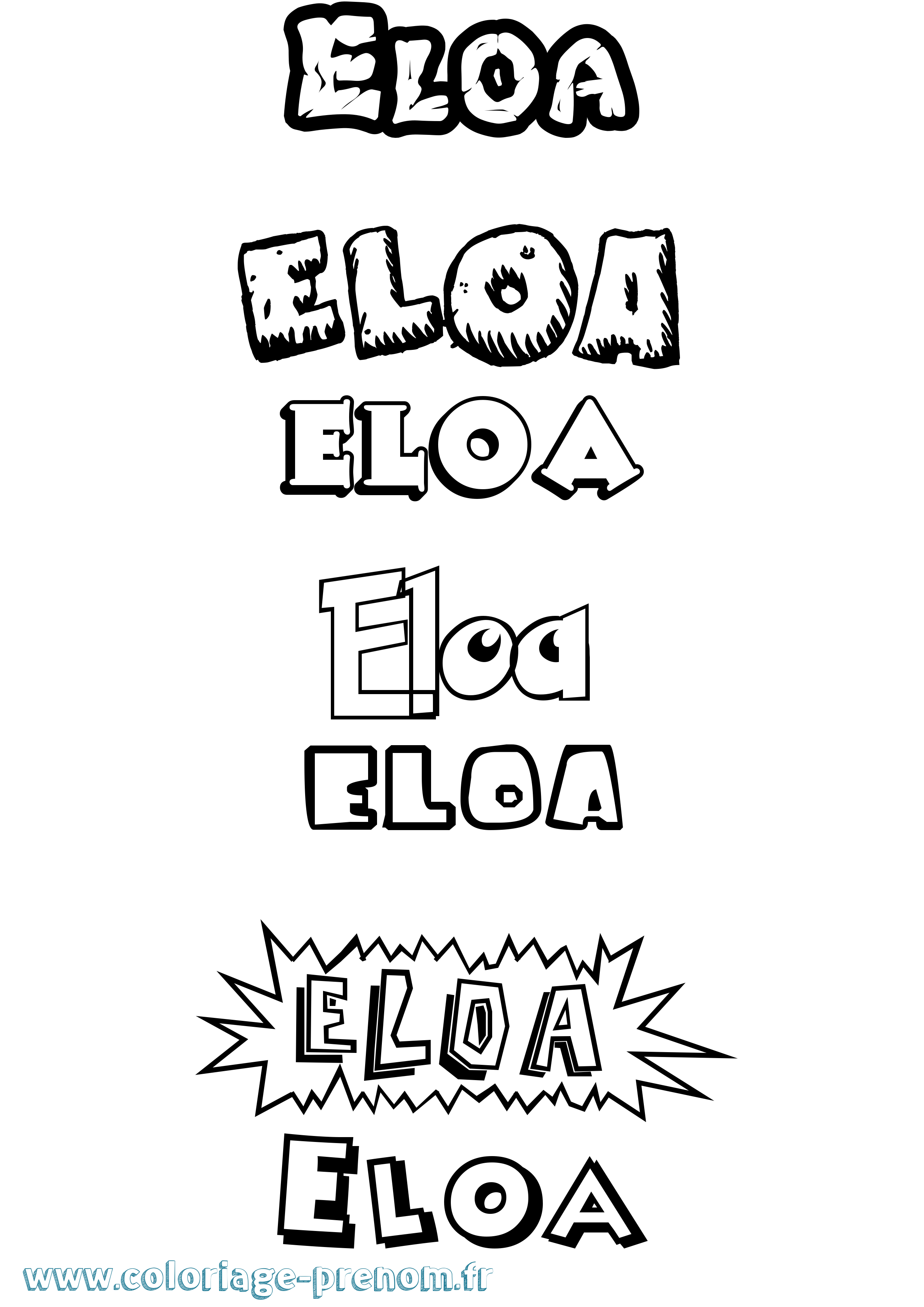 Coloriage Eloa Dessin Animé Coloriage prénom Eloa Dessin Animé