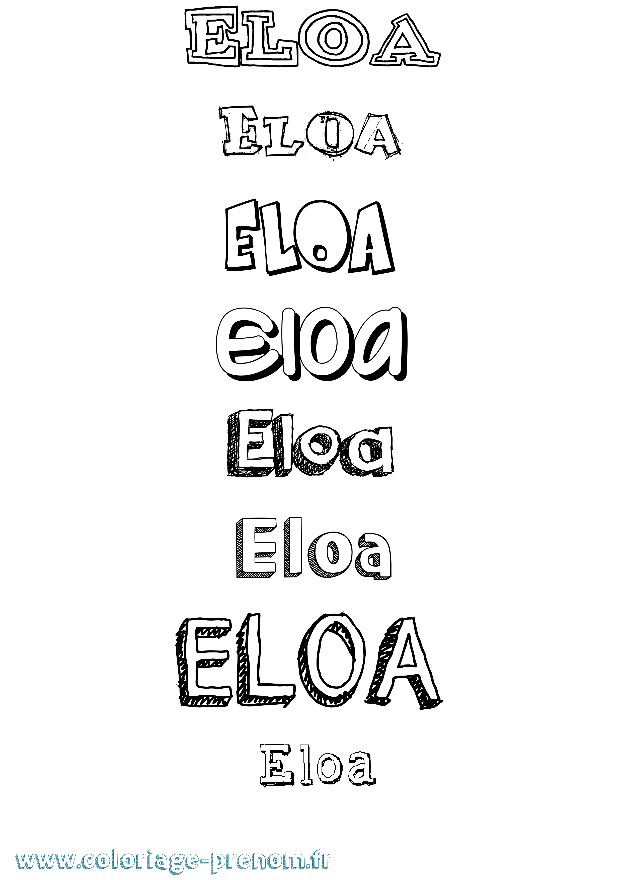 Coloriage Eloa Dessiné Coloriage prénom Eloa Dessiné