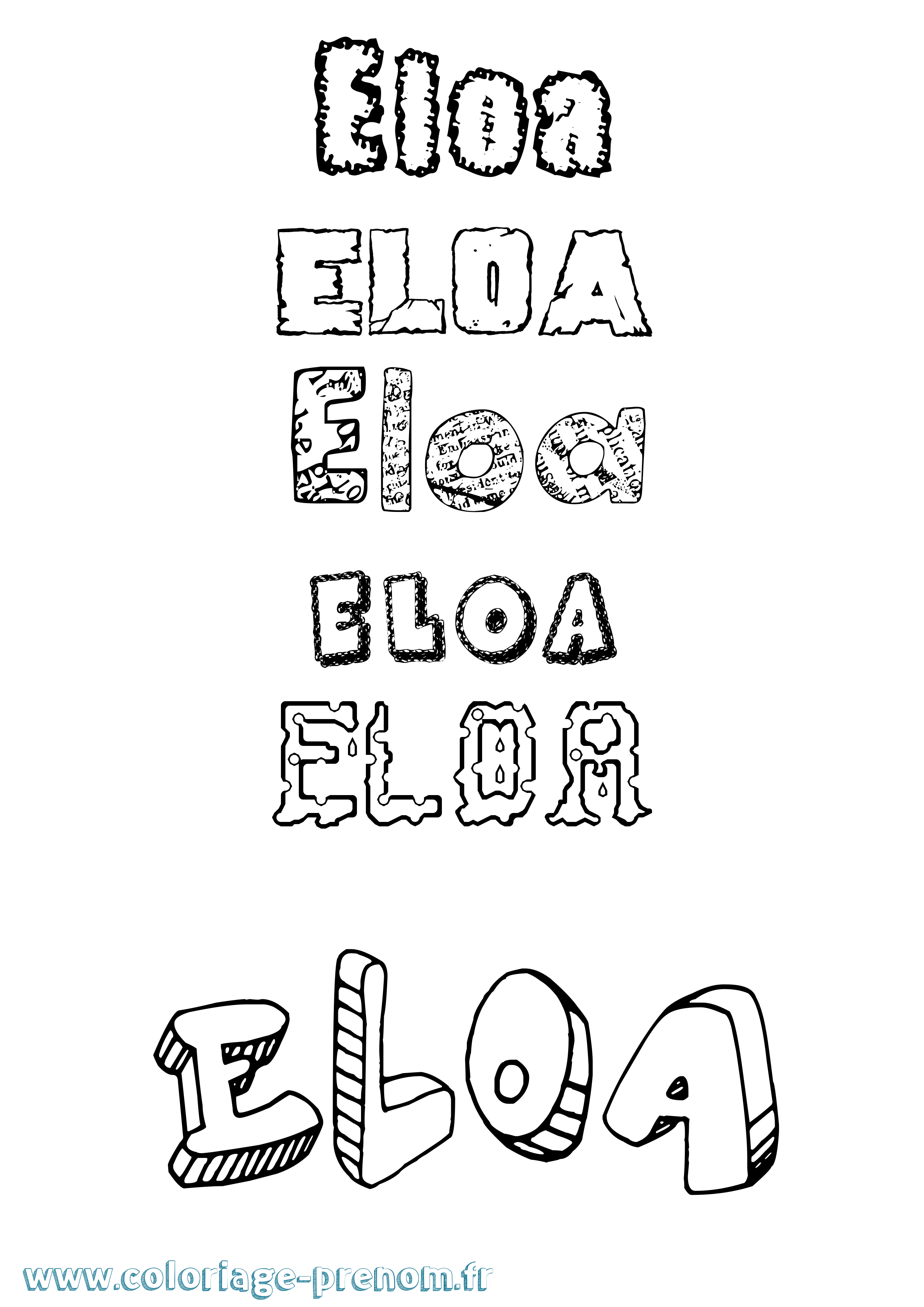 Coloriage Eloa Destructuré Coloriage prénom Eloa Destructuré