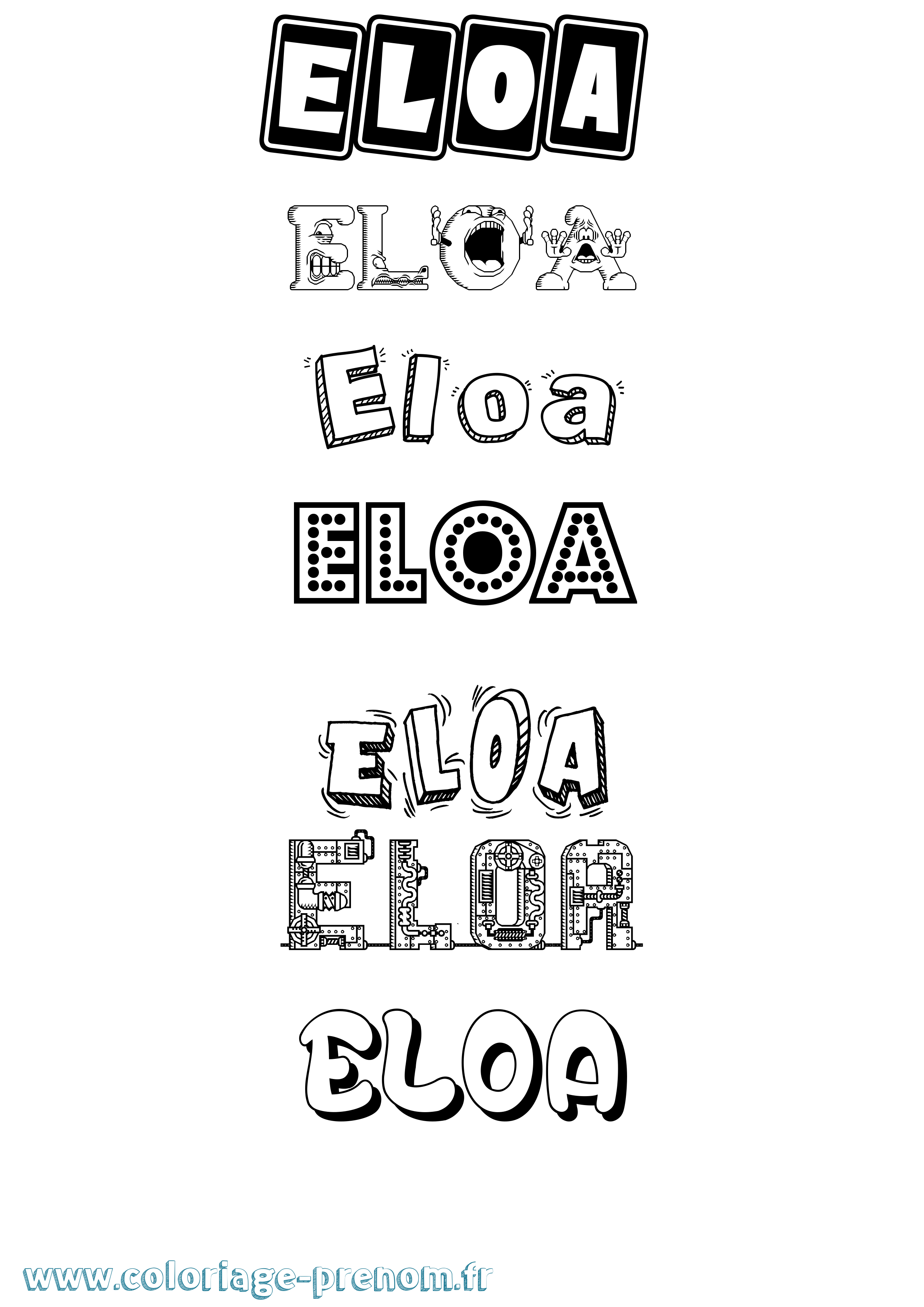 Coloriage Eloa Fun Coloriage prénom Eloa Fun