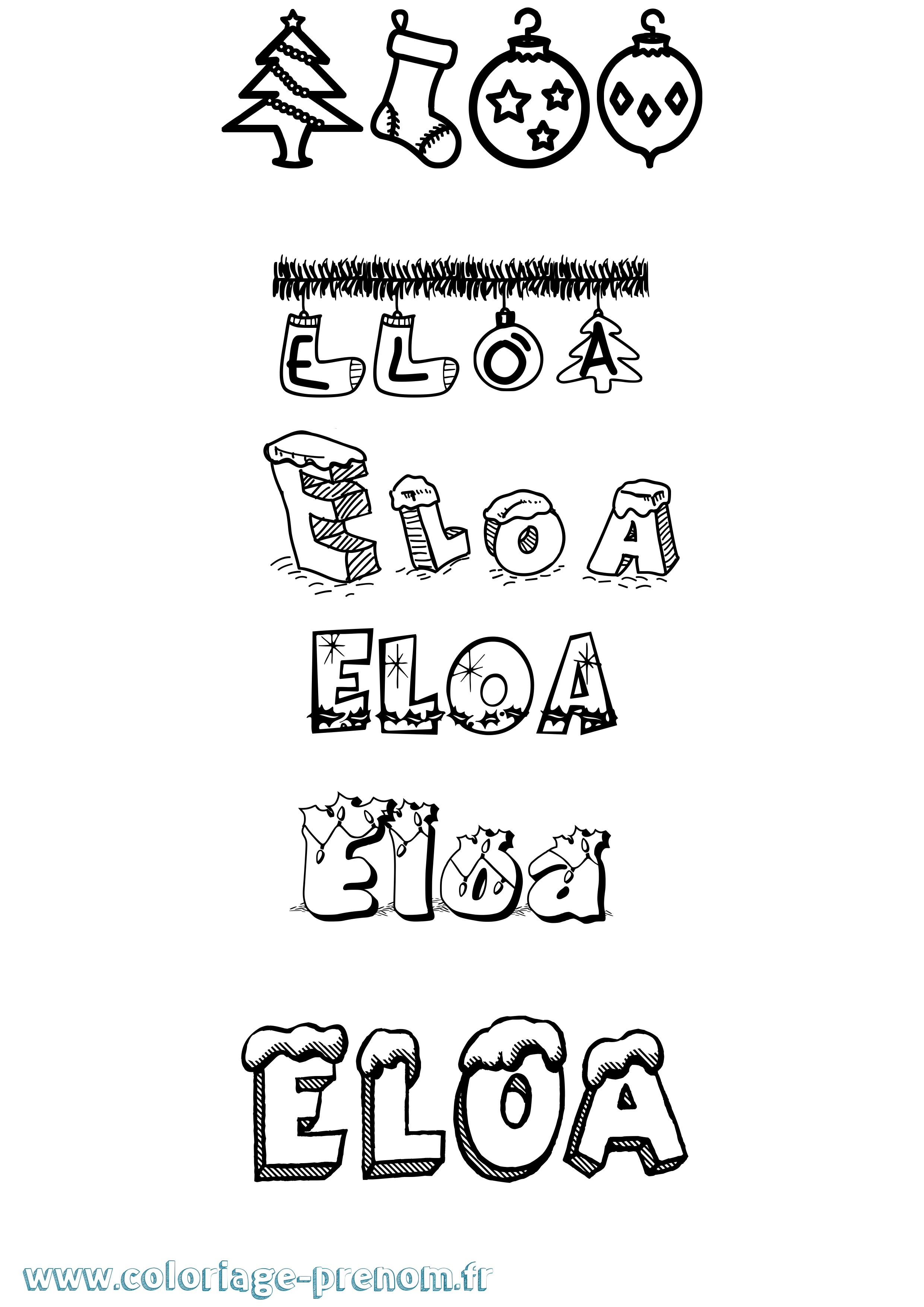 Coloriage Eloa Noël Coloriage prénom Eloa Noël
