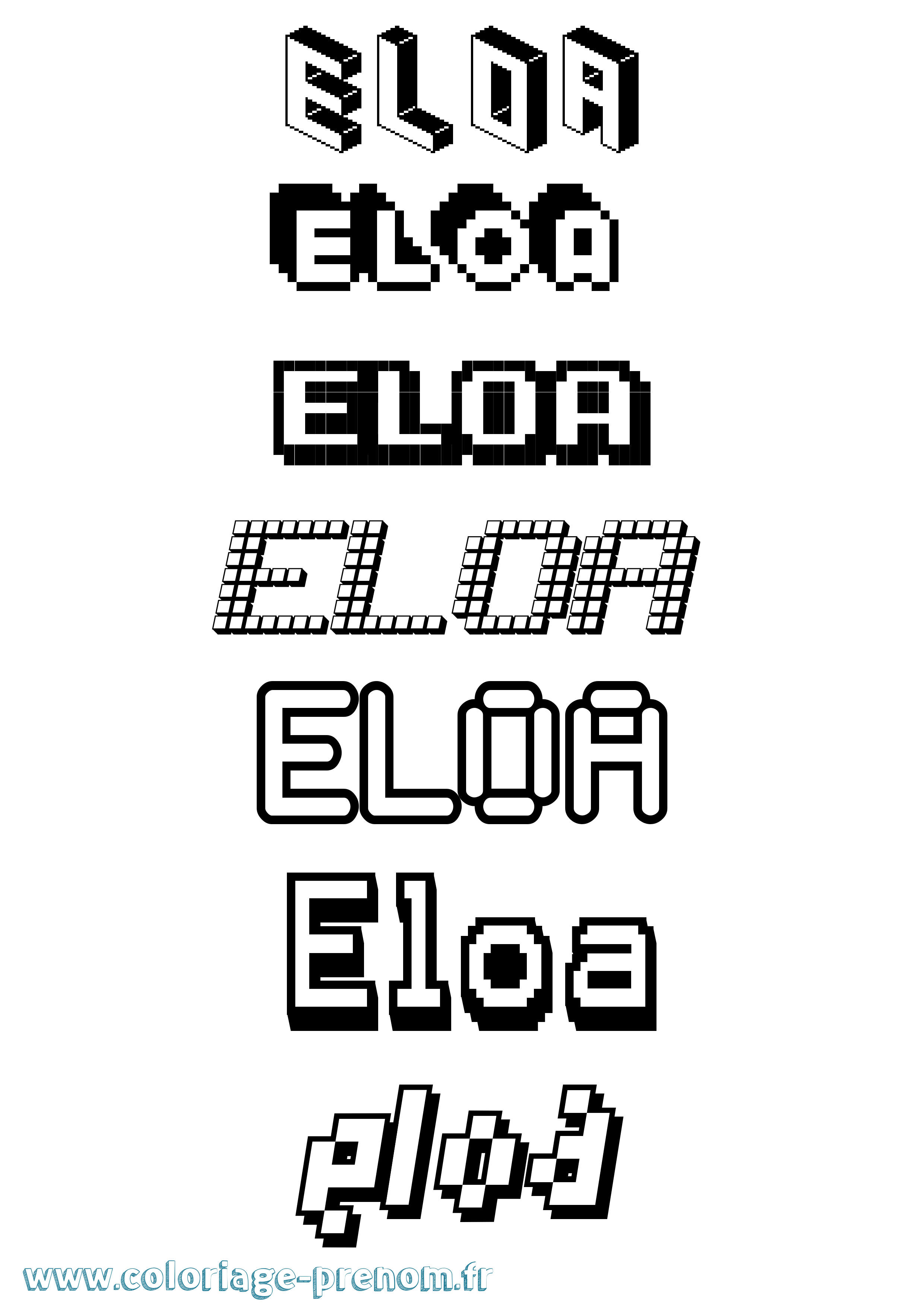 Coloriage Eloa Pixel Coloriage prénom Eloa Pixel