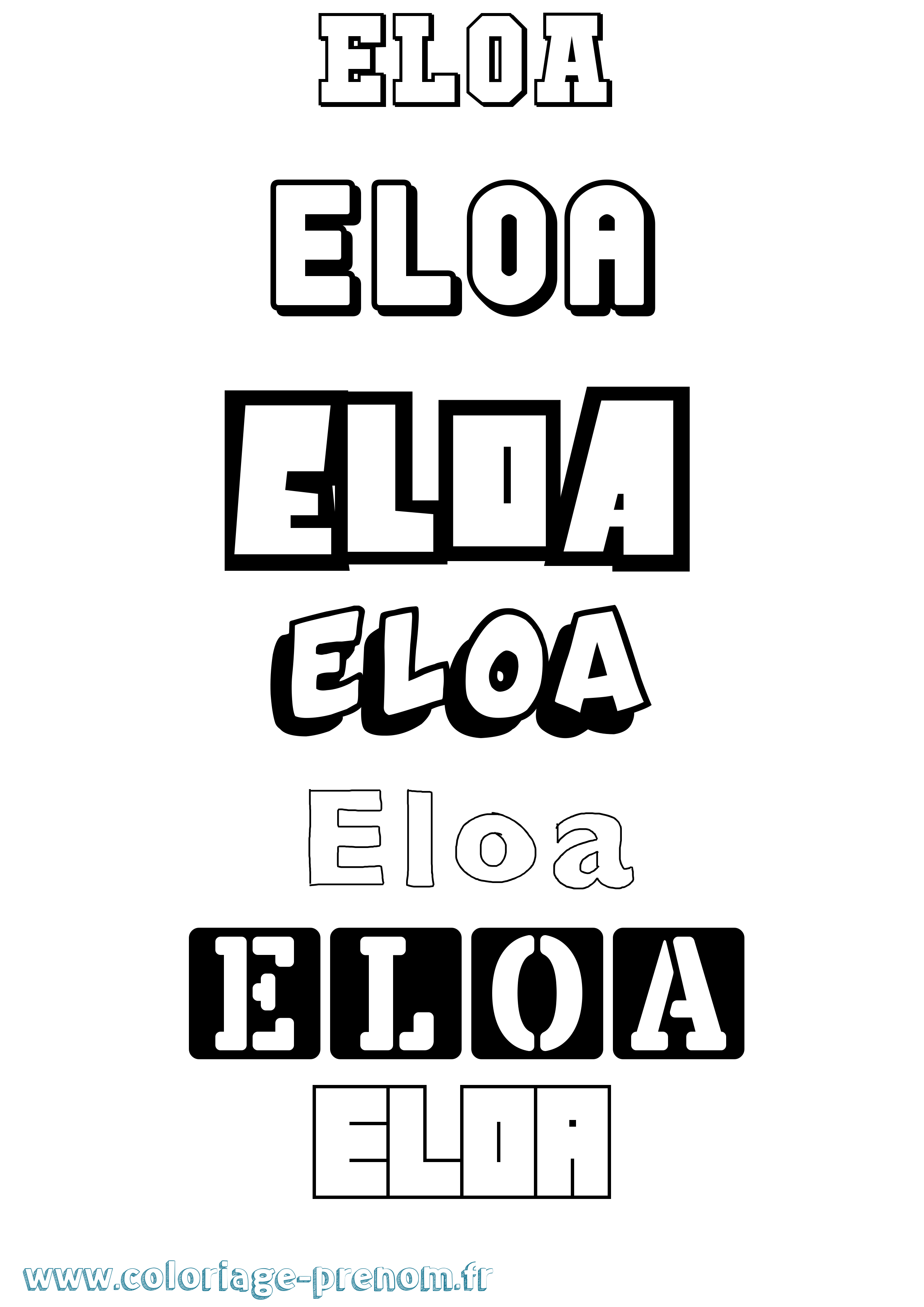 Coloriage Eloa Simple Coloriage prénom Eloa Simple