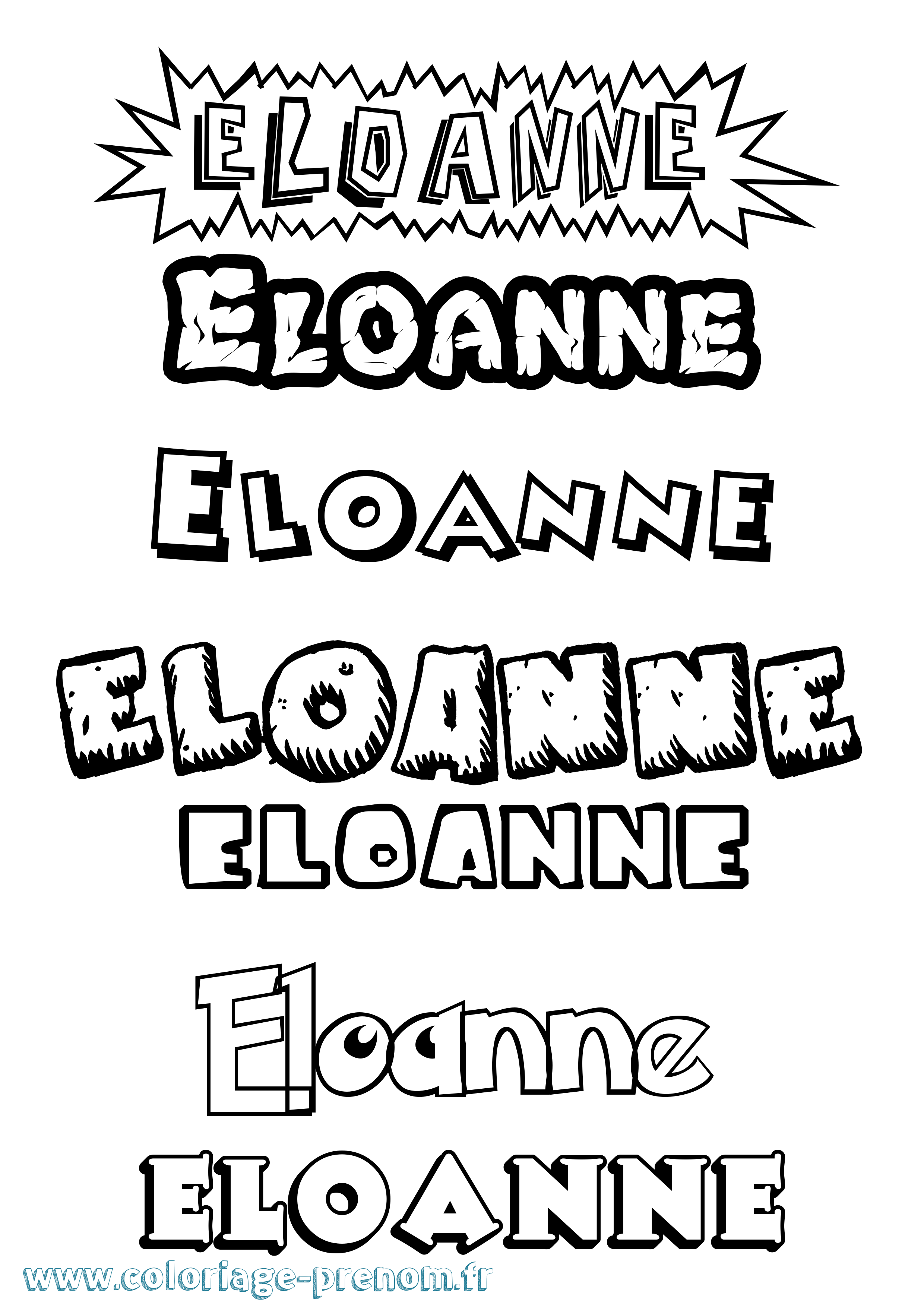 Coloriage Eloanne Dessin Animé Coloriage prénom Eloanne Dessin Animé