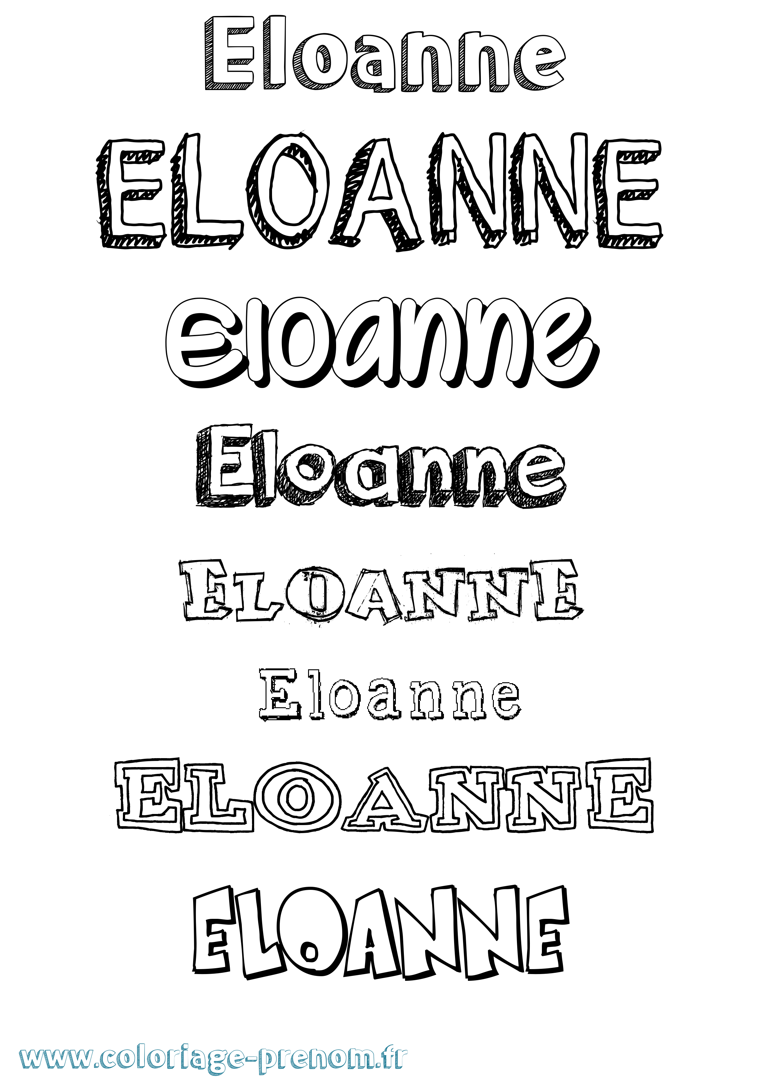 Coloriage Eloanne Dessiné Coloriage prénom Eloanne Dessiné