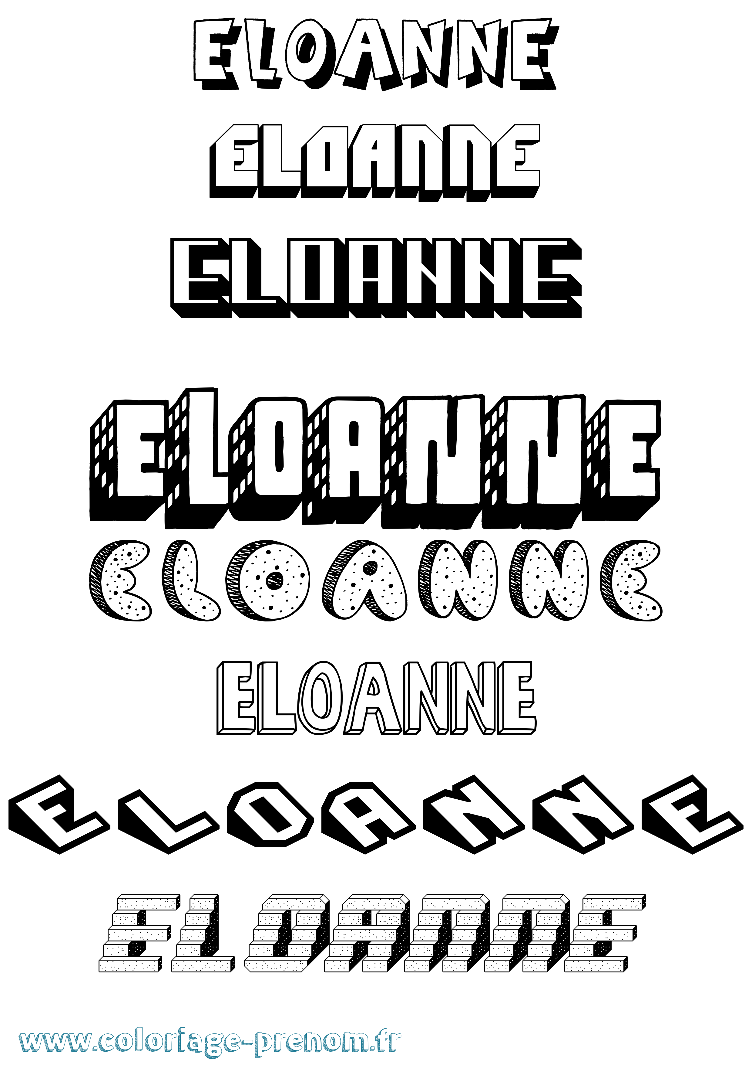 Coloriage Eloanne Effet 3D Coloriage prénom Eloanne Effet 3D