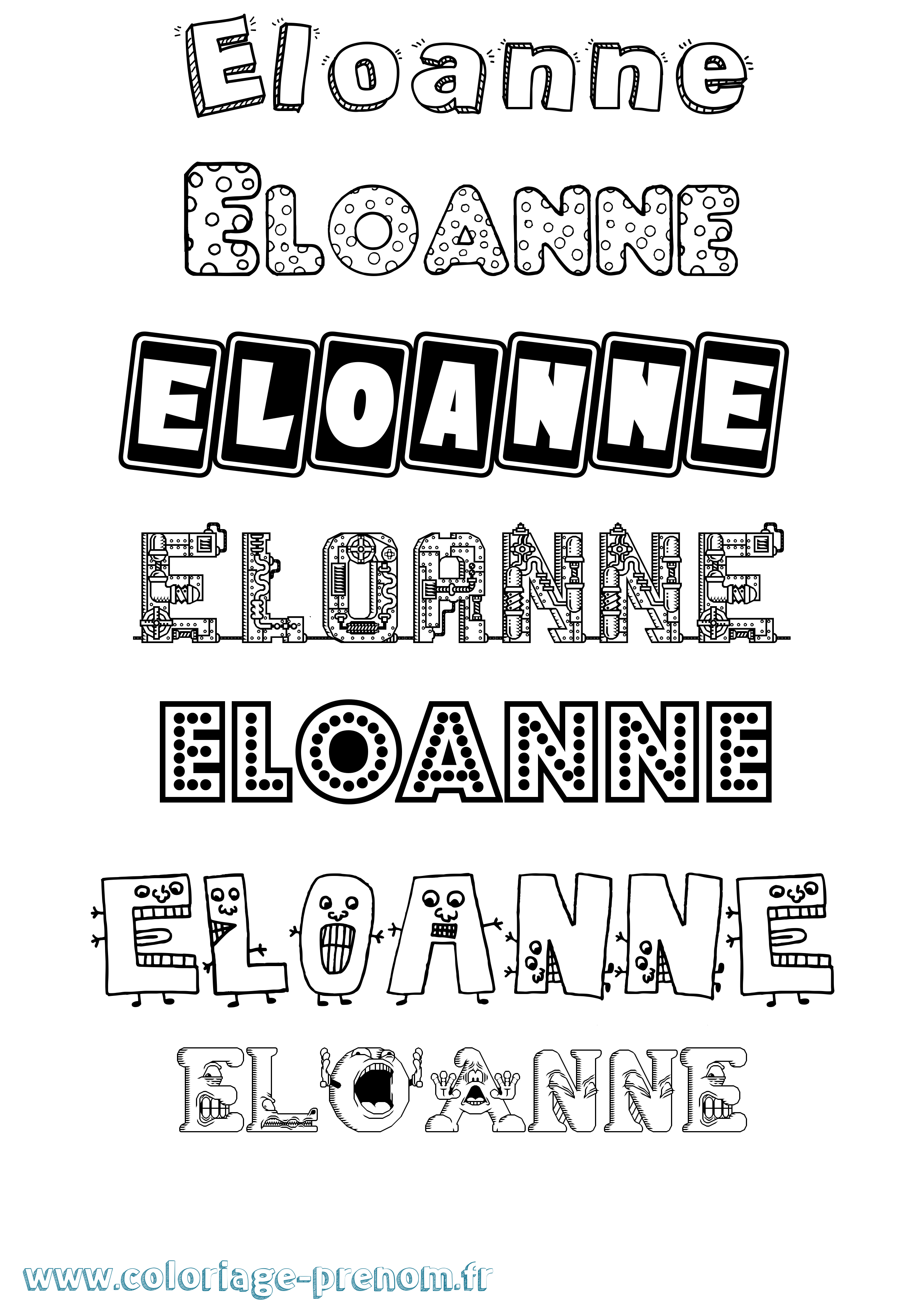 Coloriage Eloanne Fun Coloriage prénom Eloanne Fun