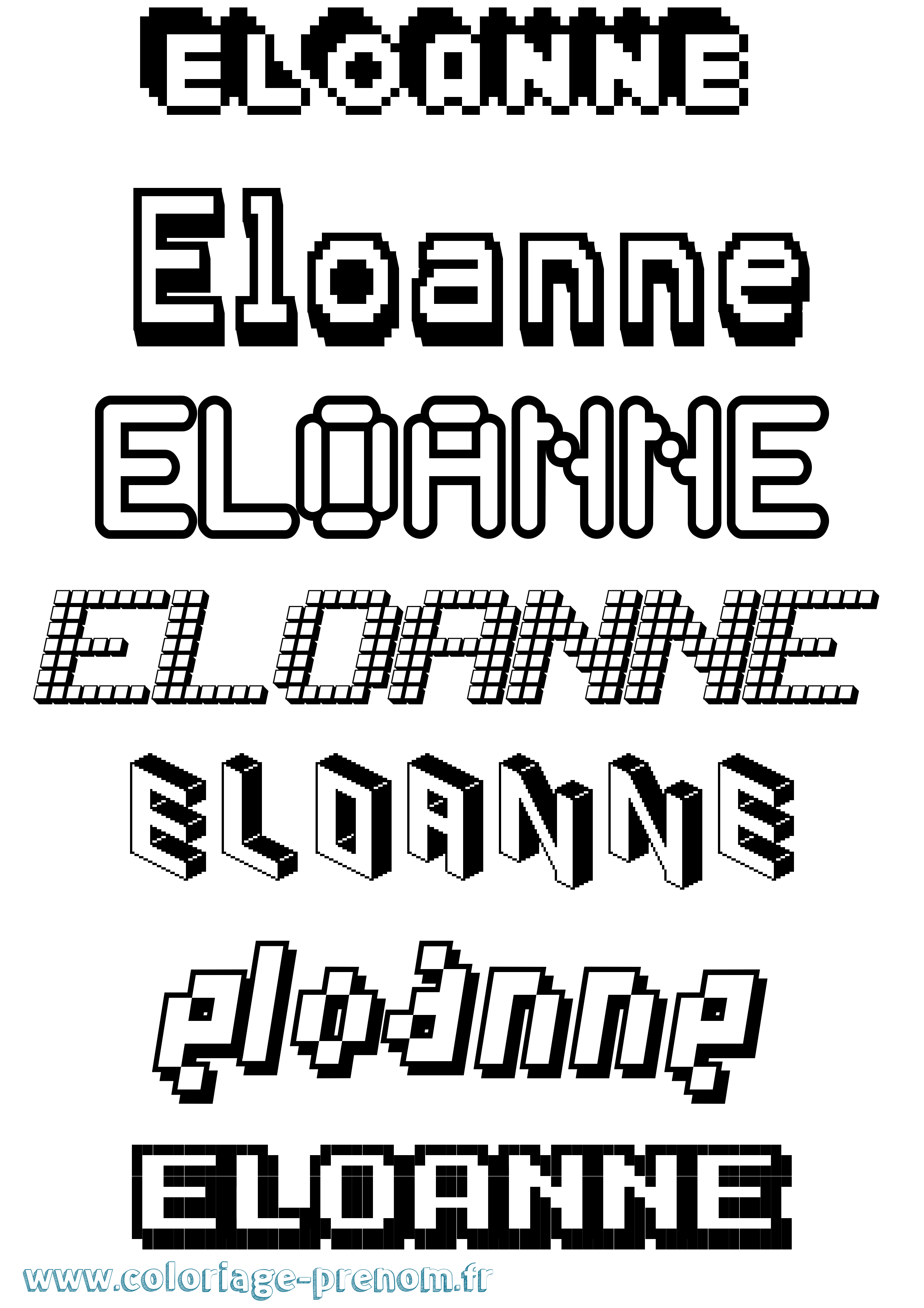 Coloriage Eloanne Pixel Coloriage prénom Eloanne Pixel