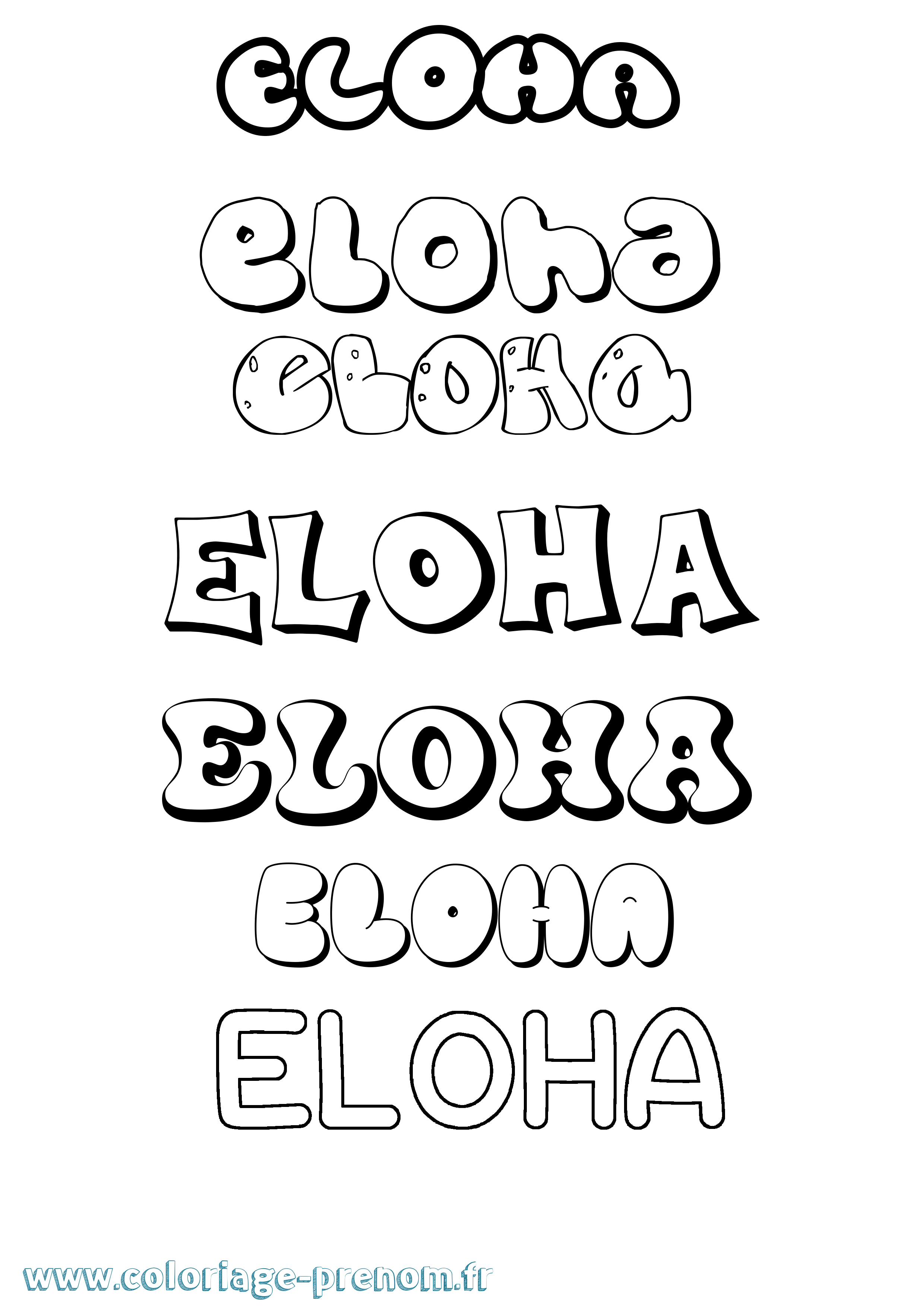 Coloriage Eloha Bubble Coloriage prénom Eloha Bubble