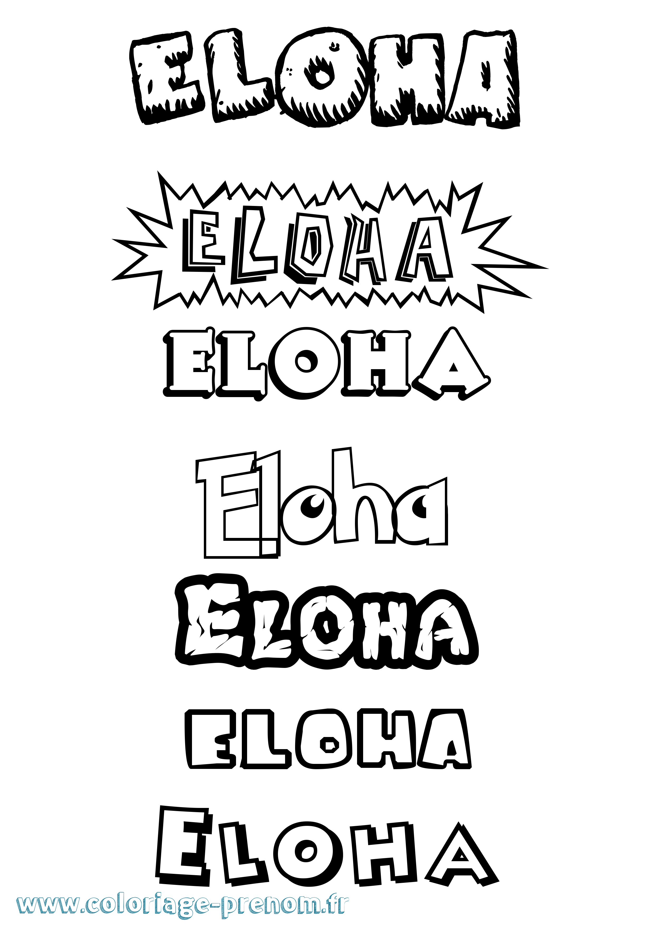 Coloriage Eloha Dessin Animé Coloriage prénom Eloha Dessin Animé