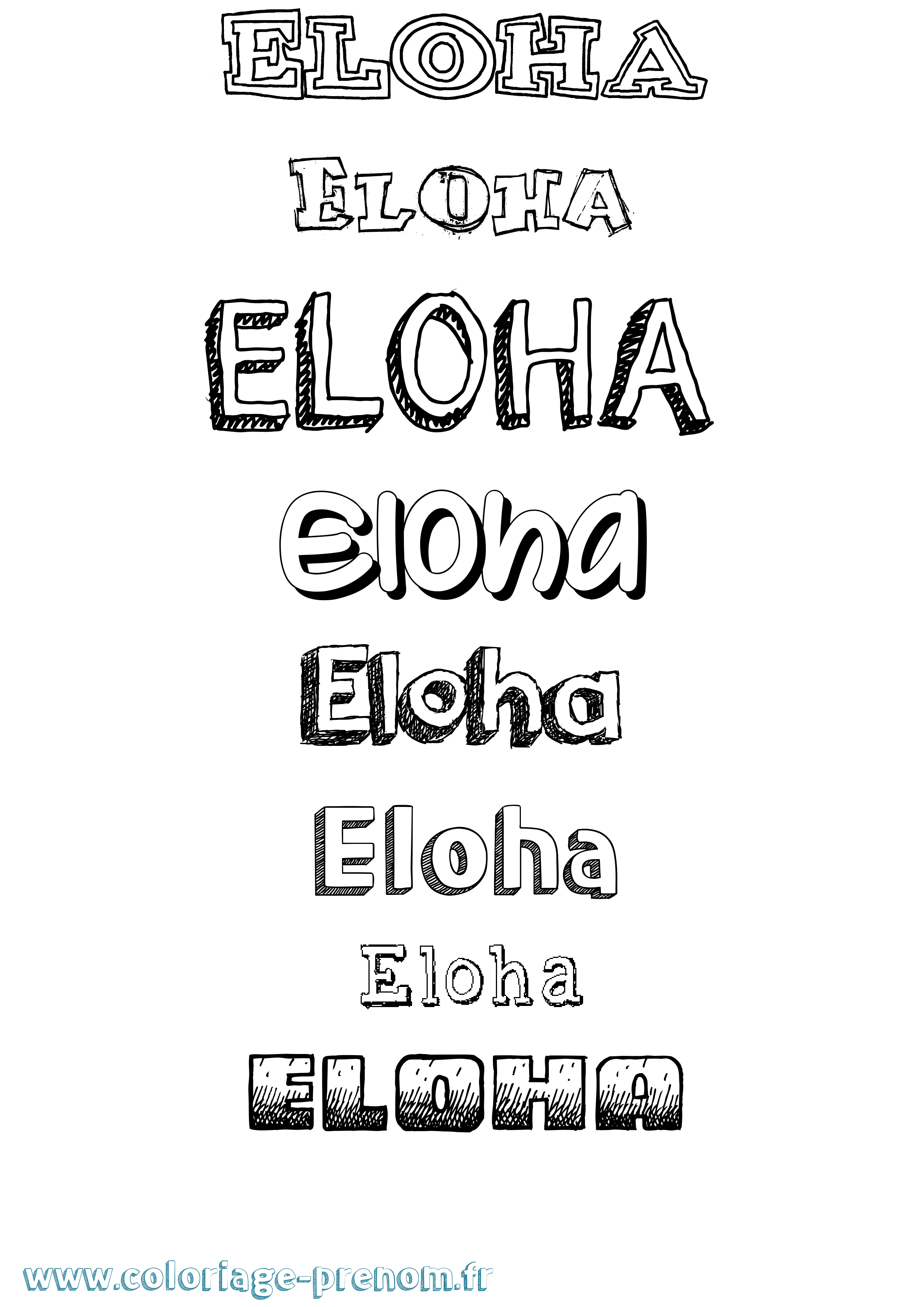 Coloriage Eloha Dessiné Coloriage prénom Eloha Dessiné