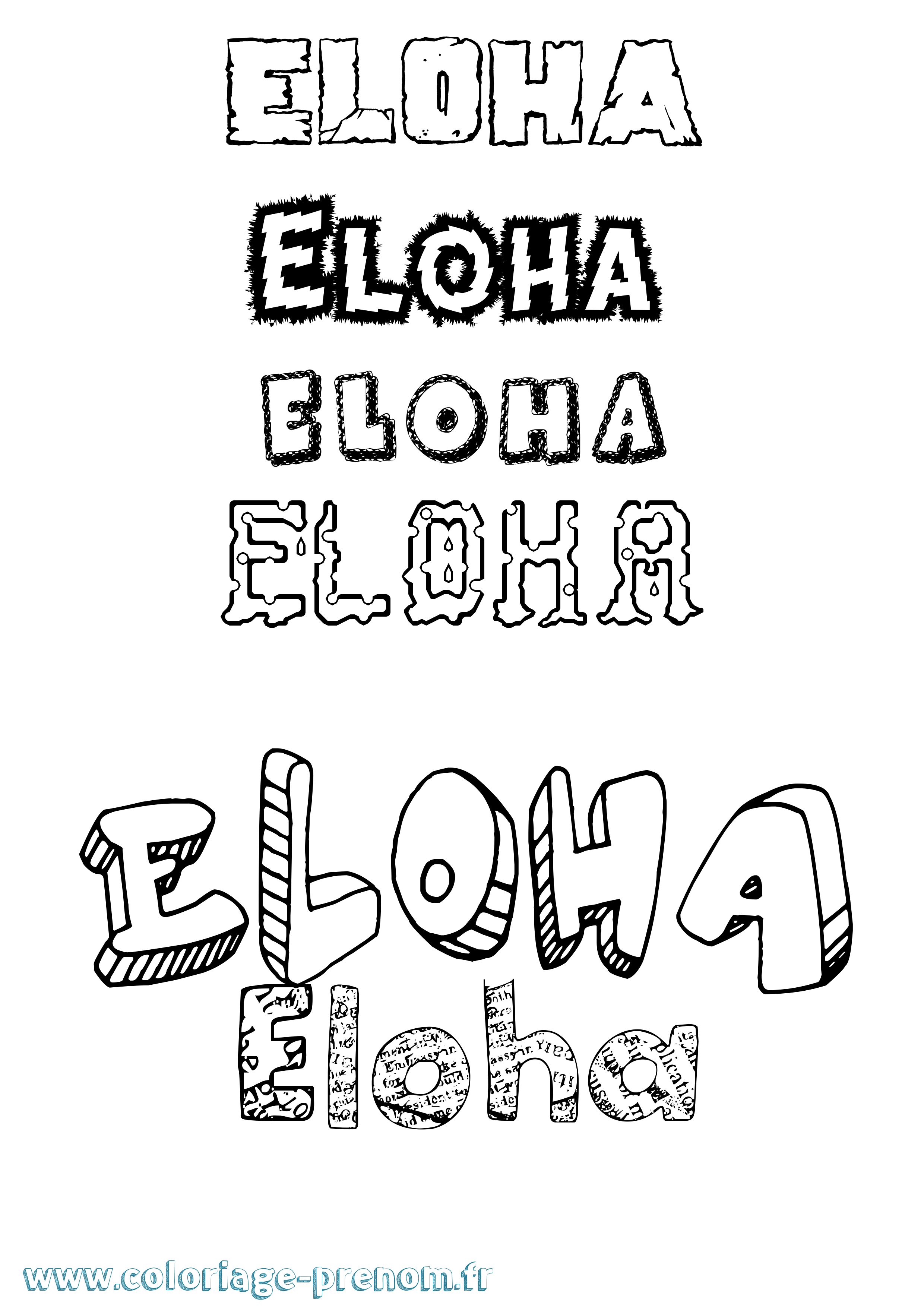 Coloriage Eloha Destructuré Coloriage prénom Eloha Destructuré