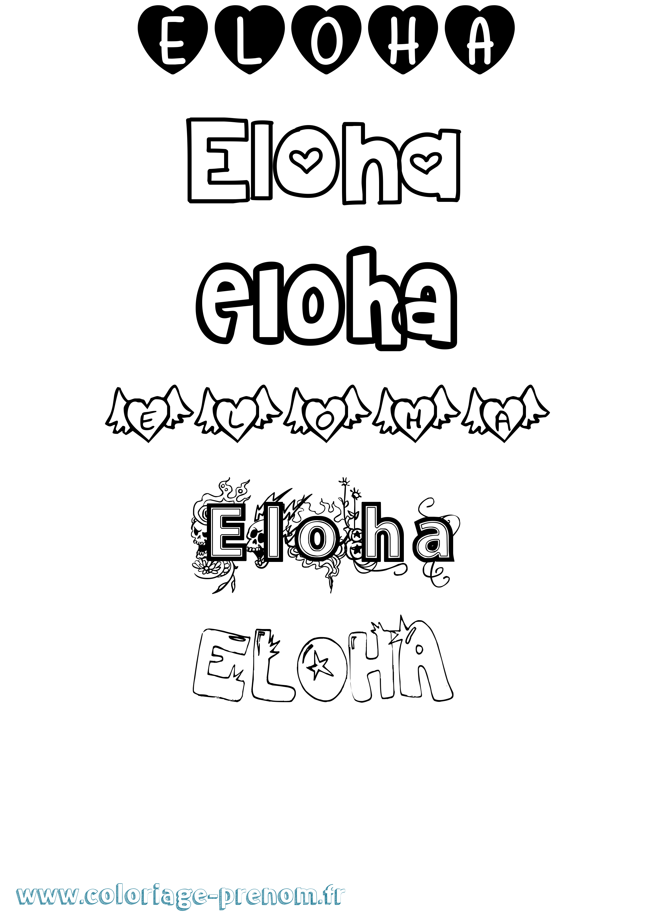 Coloriage Eloha Girly Coloriage prénom Eloha Girly