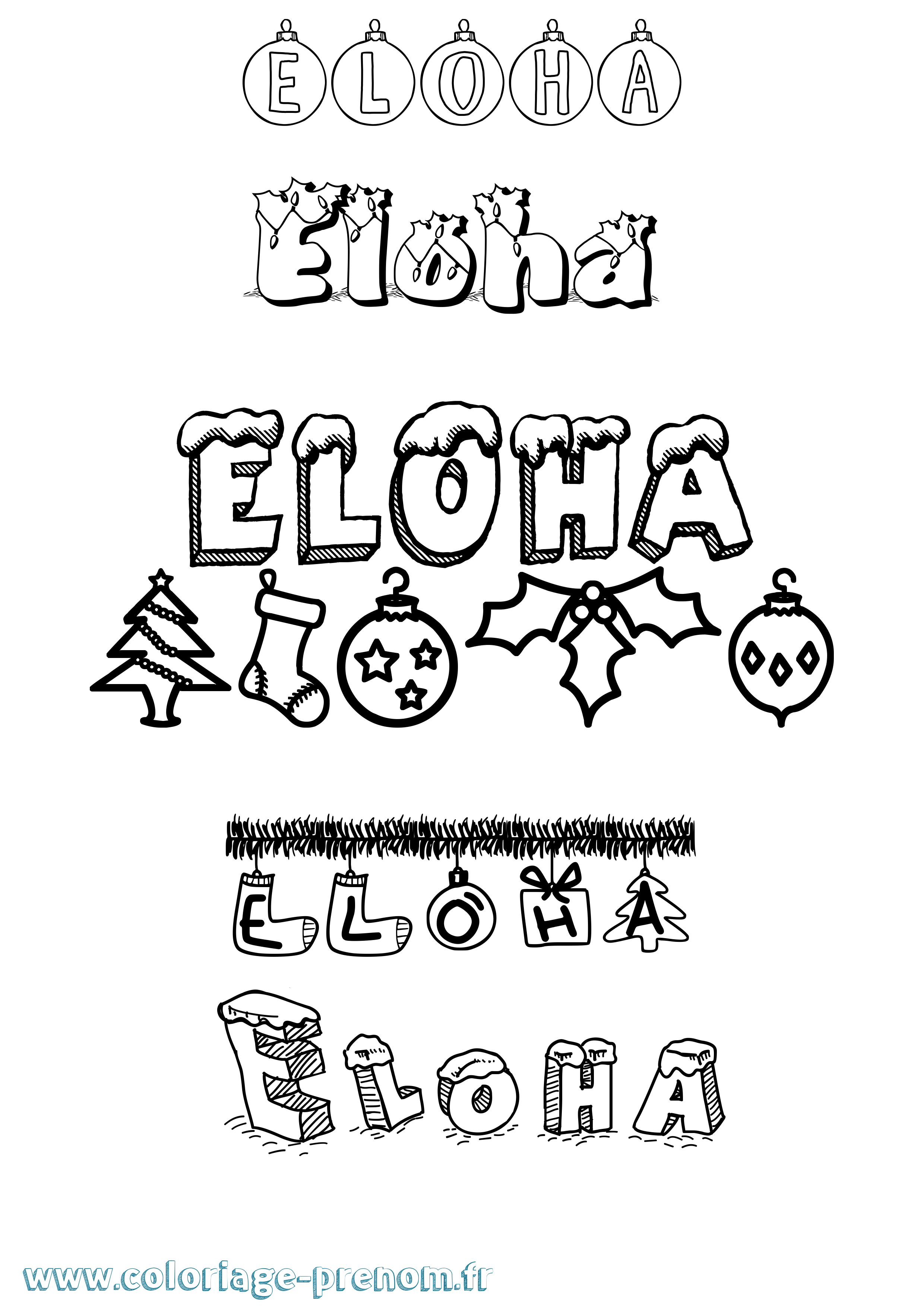 Coloriage Eloha Noël Coloriage prénom Eloha Noël