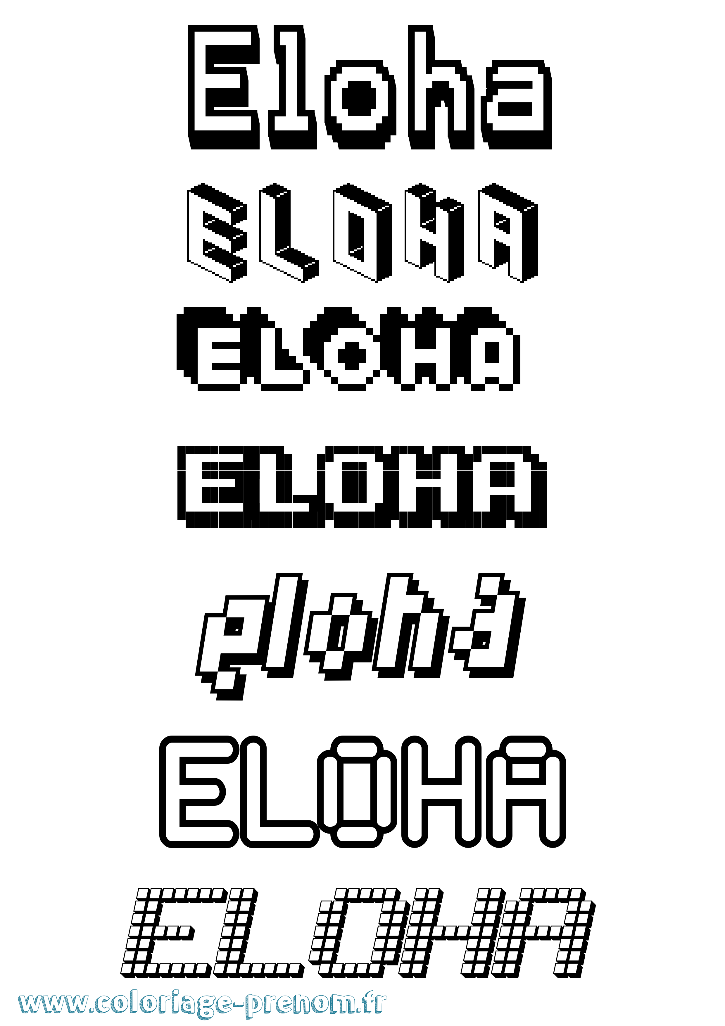 Coloriage Eloha Pixel Coloriage prénom Eloha Pixel