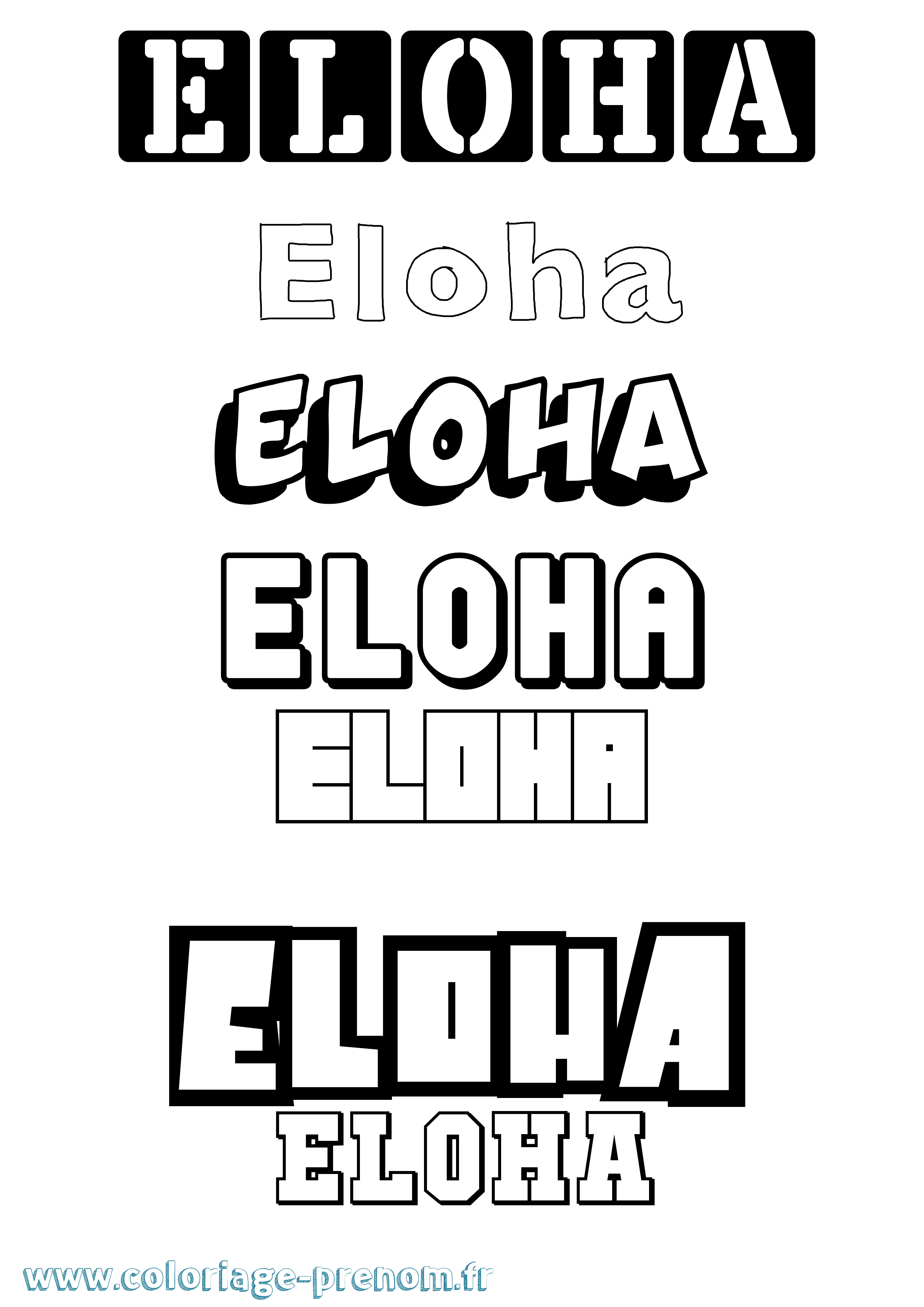 Coloriage Eloha Simple Coloriage prénom Eloha Simple
