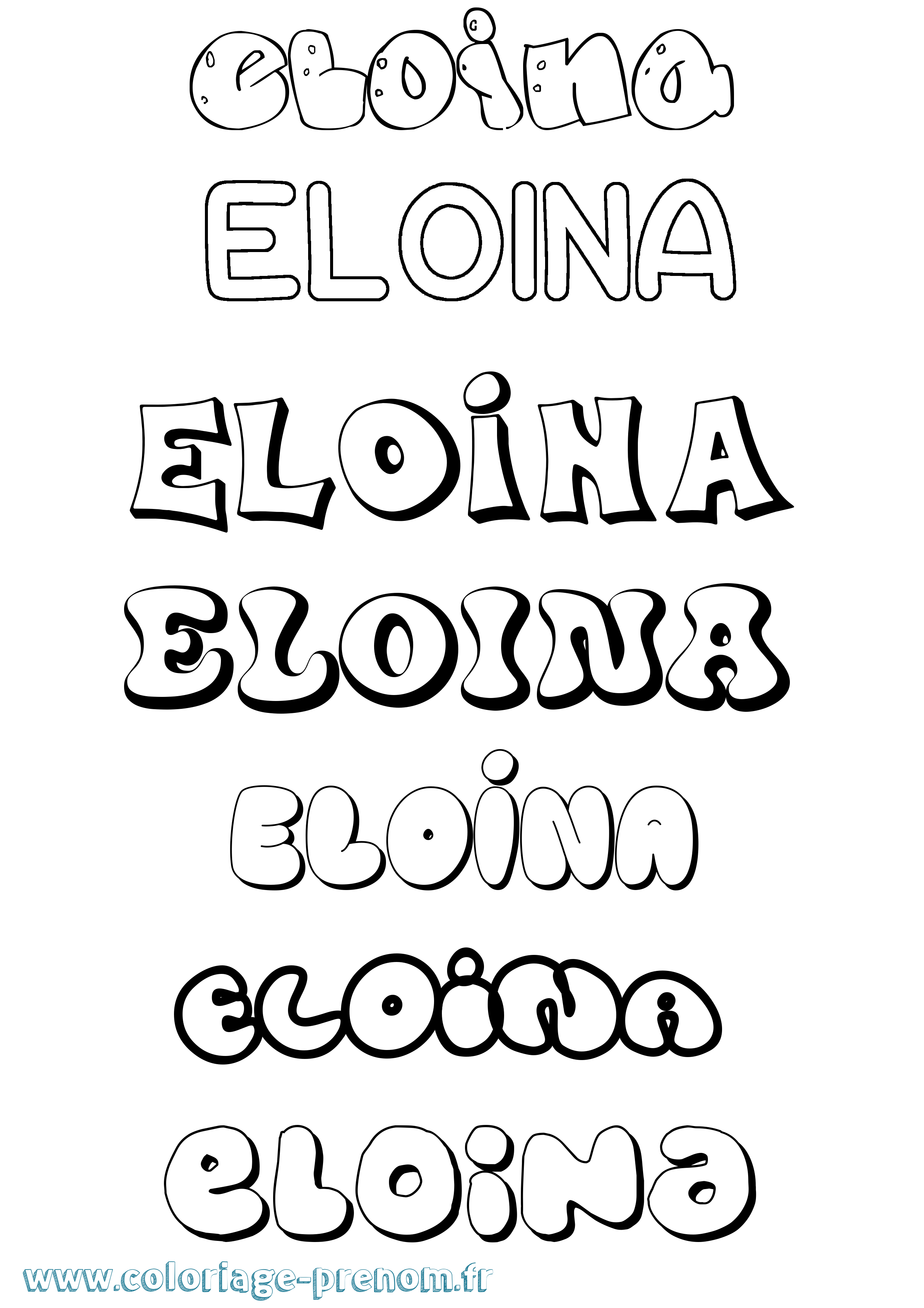 Coloriage Eloina Bubble Coloriage prénom Eloina Bubble