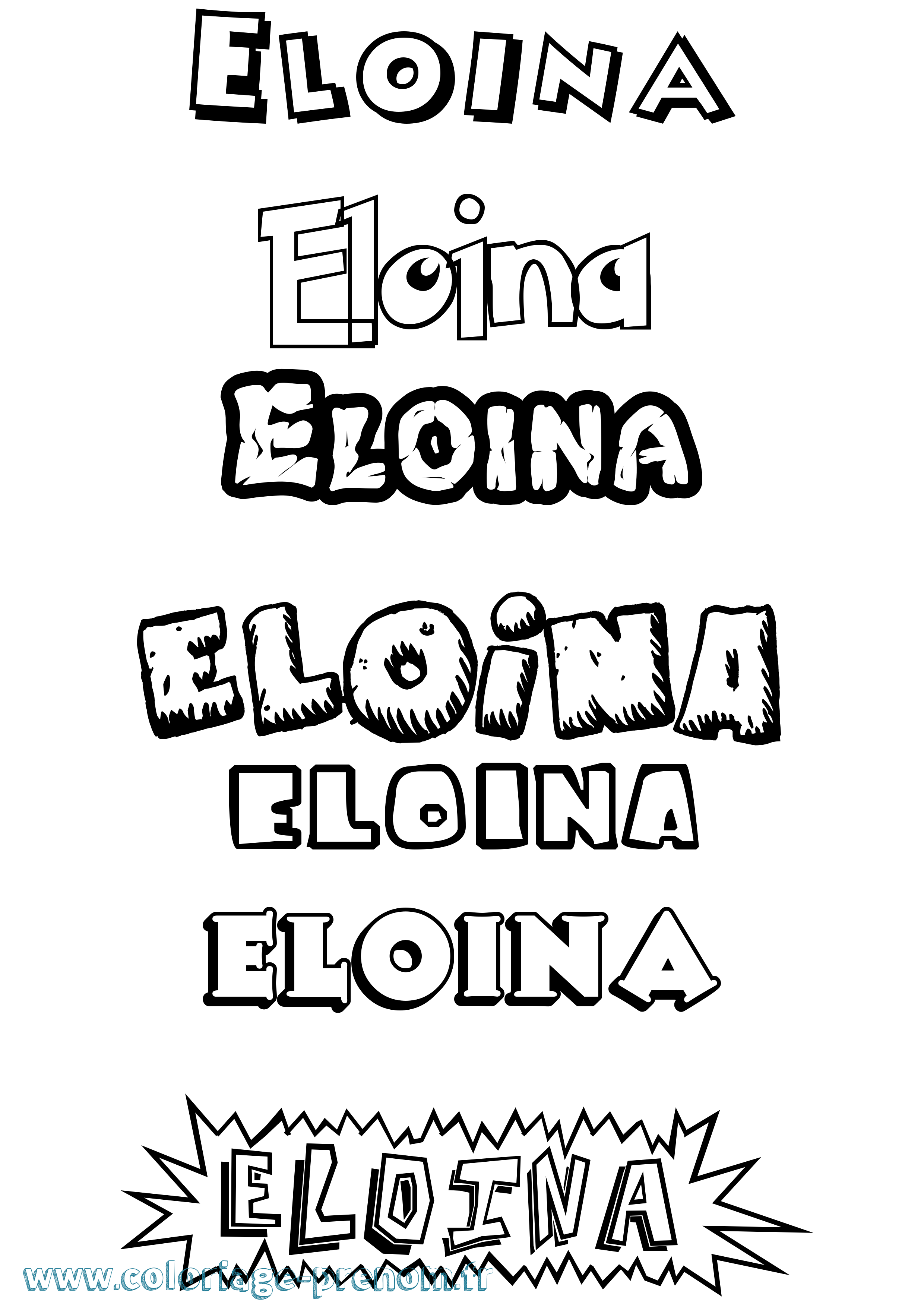 Coloriage Eloina Dessin Animé Coloriage prénom Eloina Dessin Animé