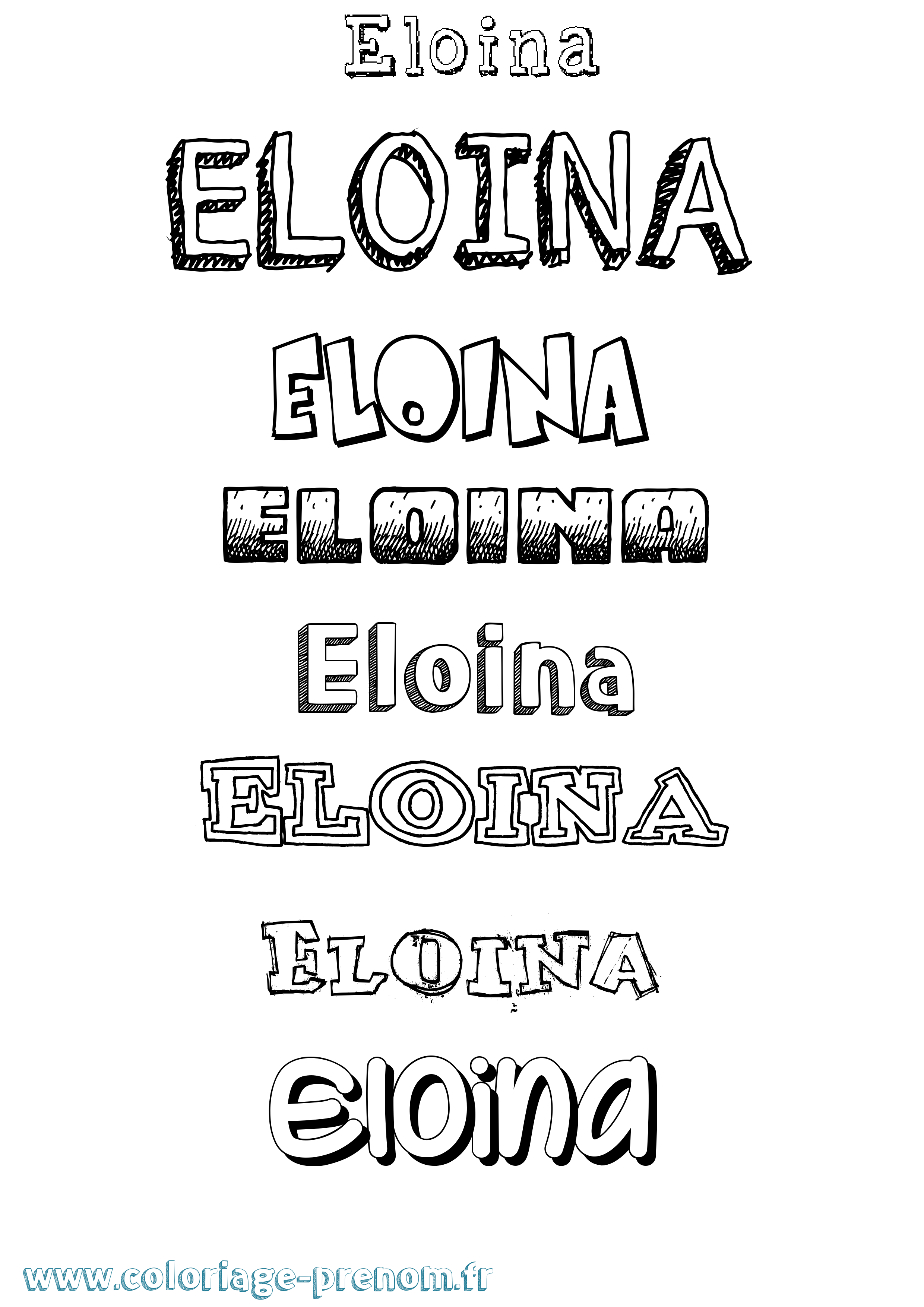 Coloriage Eloina Dessiné Coloriage prénom Eloina Dessiné