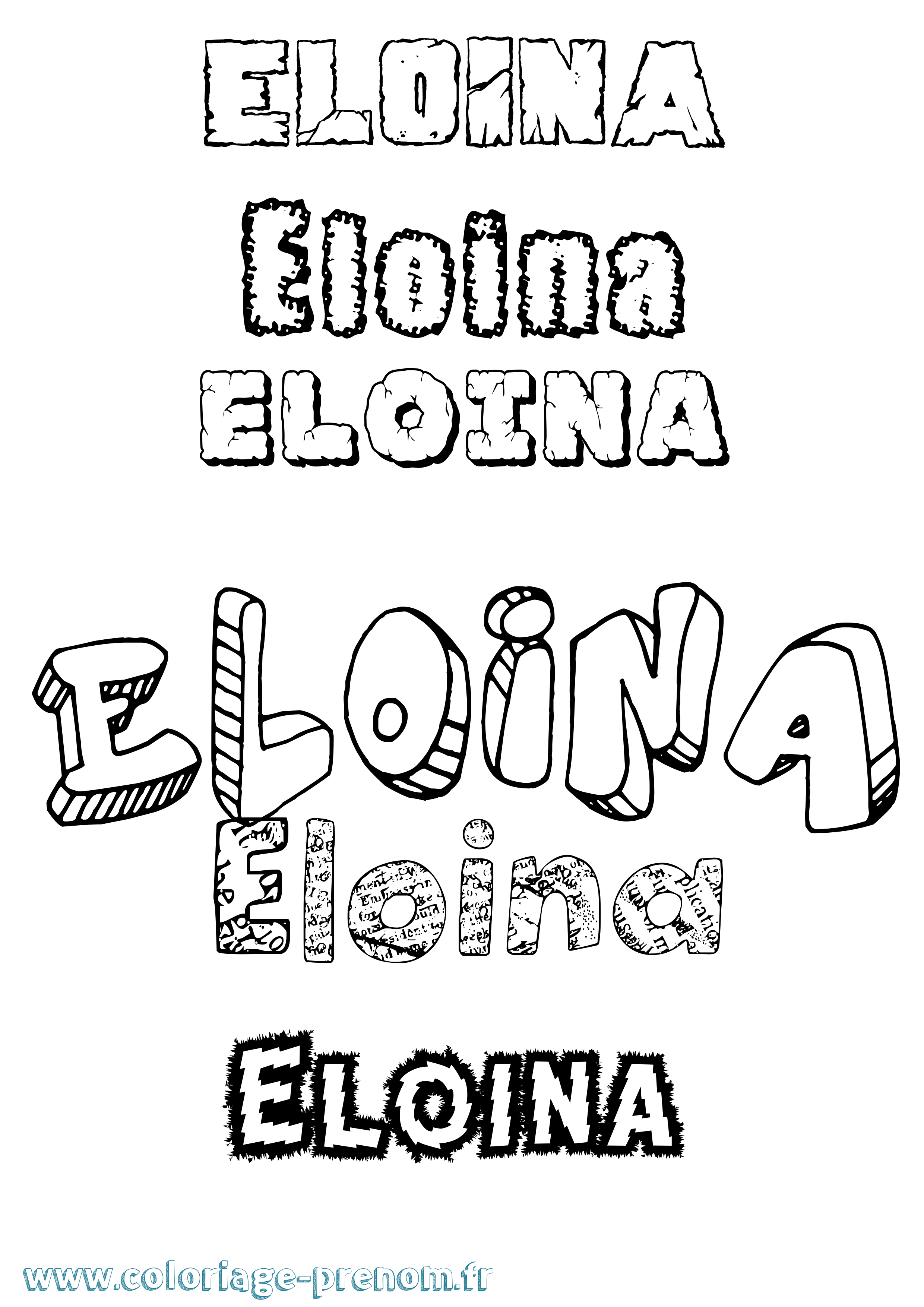 Coloriage Eloina Destructuré Coloriage prénom Eloina Destructuré