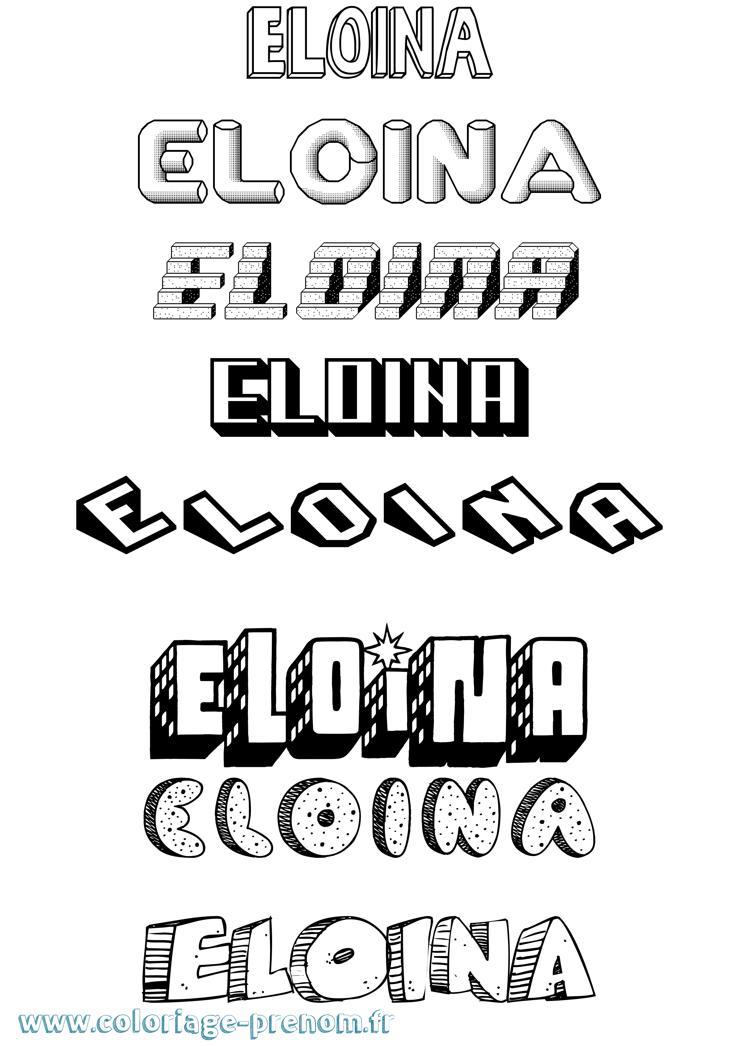 Coloriage Eloina Effet 3D Coloriage prénom Eloina Effet 3D