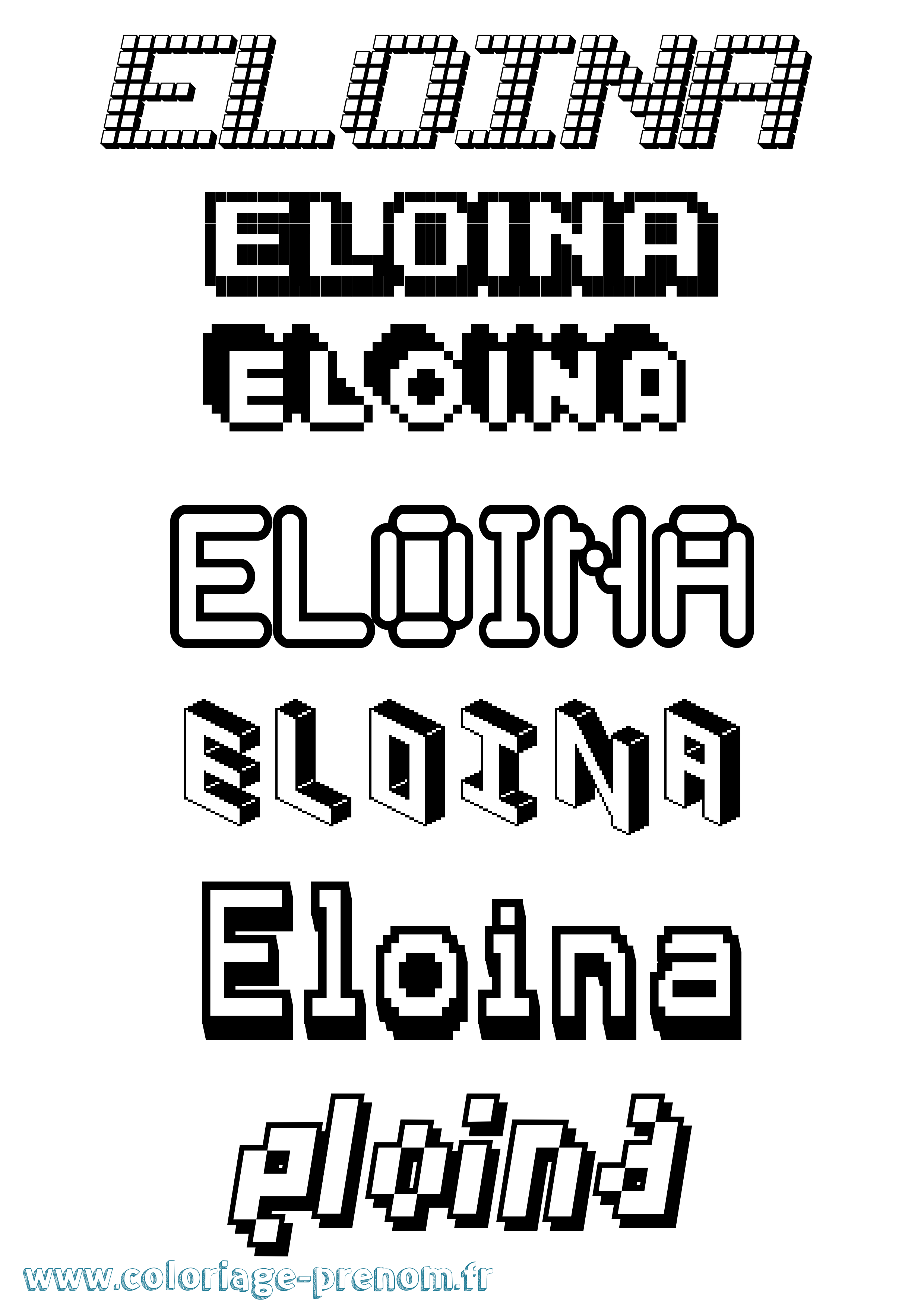 Coloriage Eloina Pixel Coloriage prénom Eloina Pixel